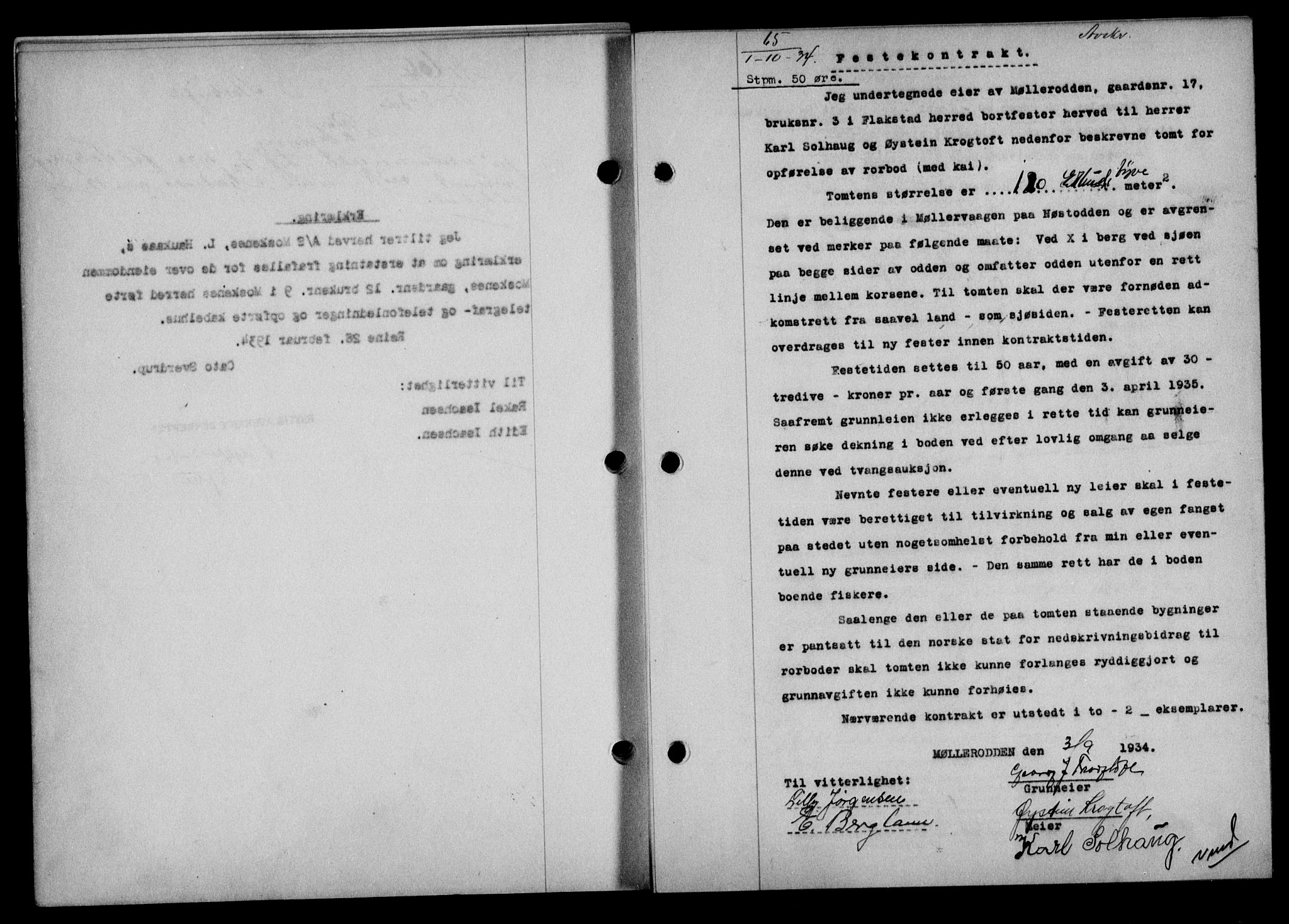 Lofoten sorenskriveri, SAT/A-0017/1/2/2C/L0030b: Mortgage book no. 30b, 1934-1934, Deed date: 01.10.1934