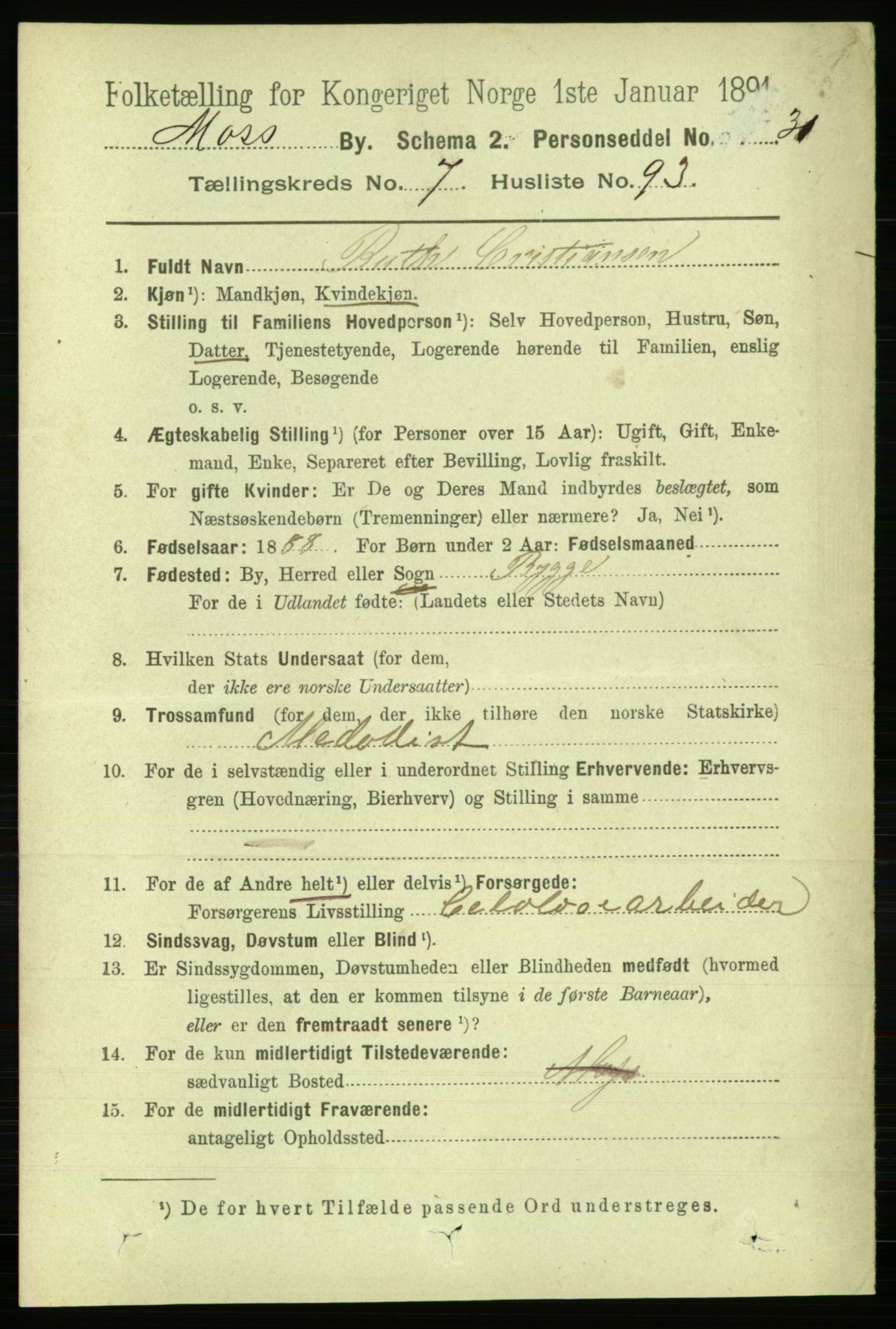 RA, 1891 census for 0104 Moss, 1891, p. 4709