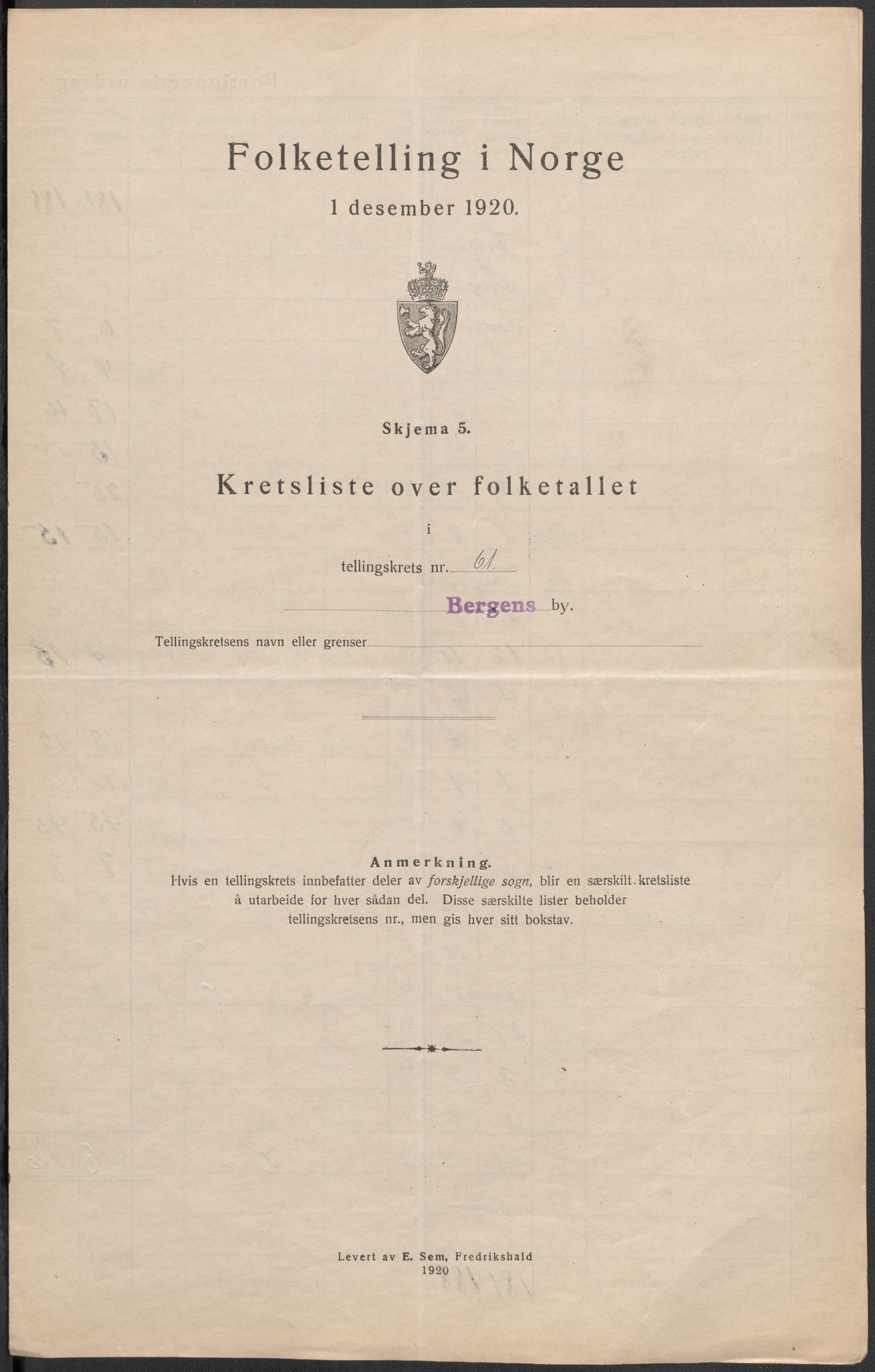 SAB, 1920 census for Bergen, 1920, p. 196