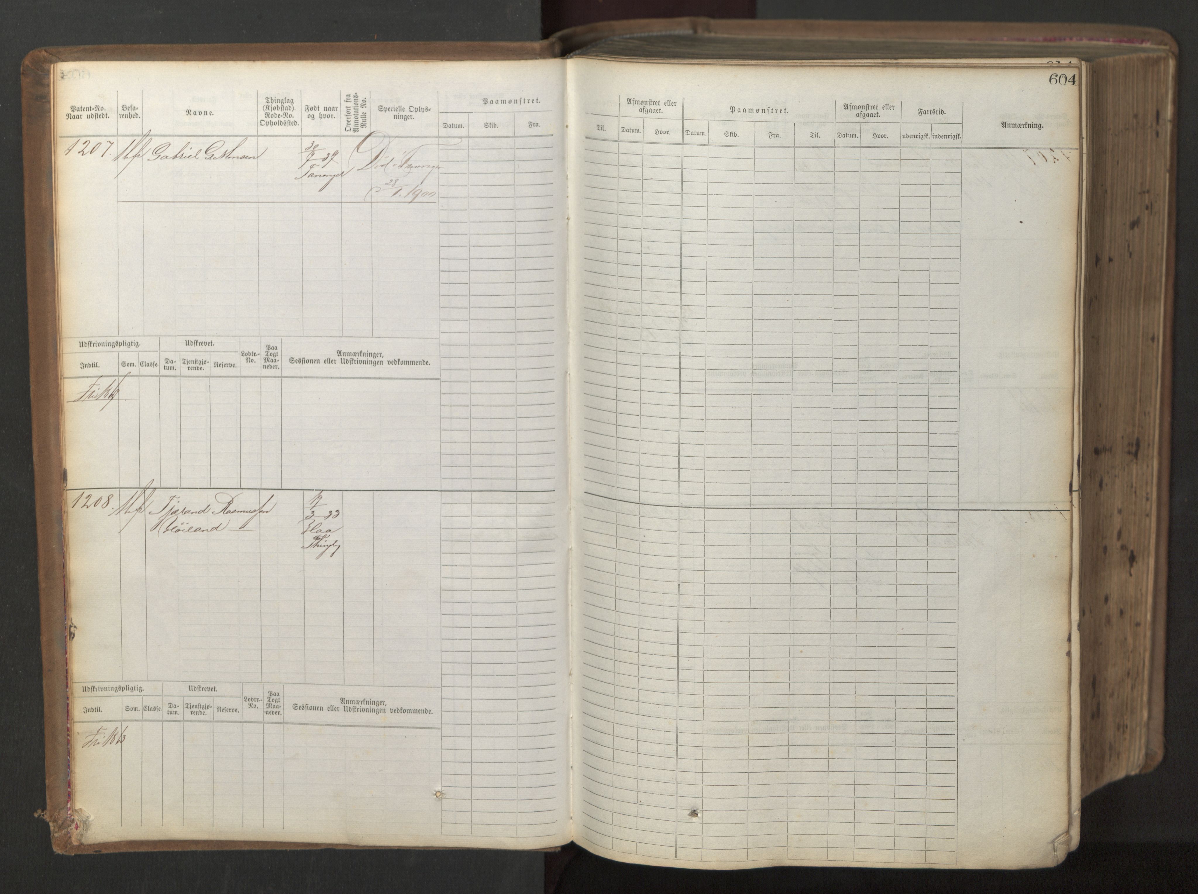 Stavanger sjømannskontor, AV/SAST-A-102006/F/Fb/Fbb/L0017: Sjøfartshovedrulle patnentnr. 1203-2402 (dublett), 1869, p. 7