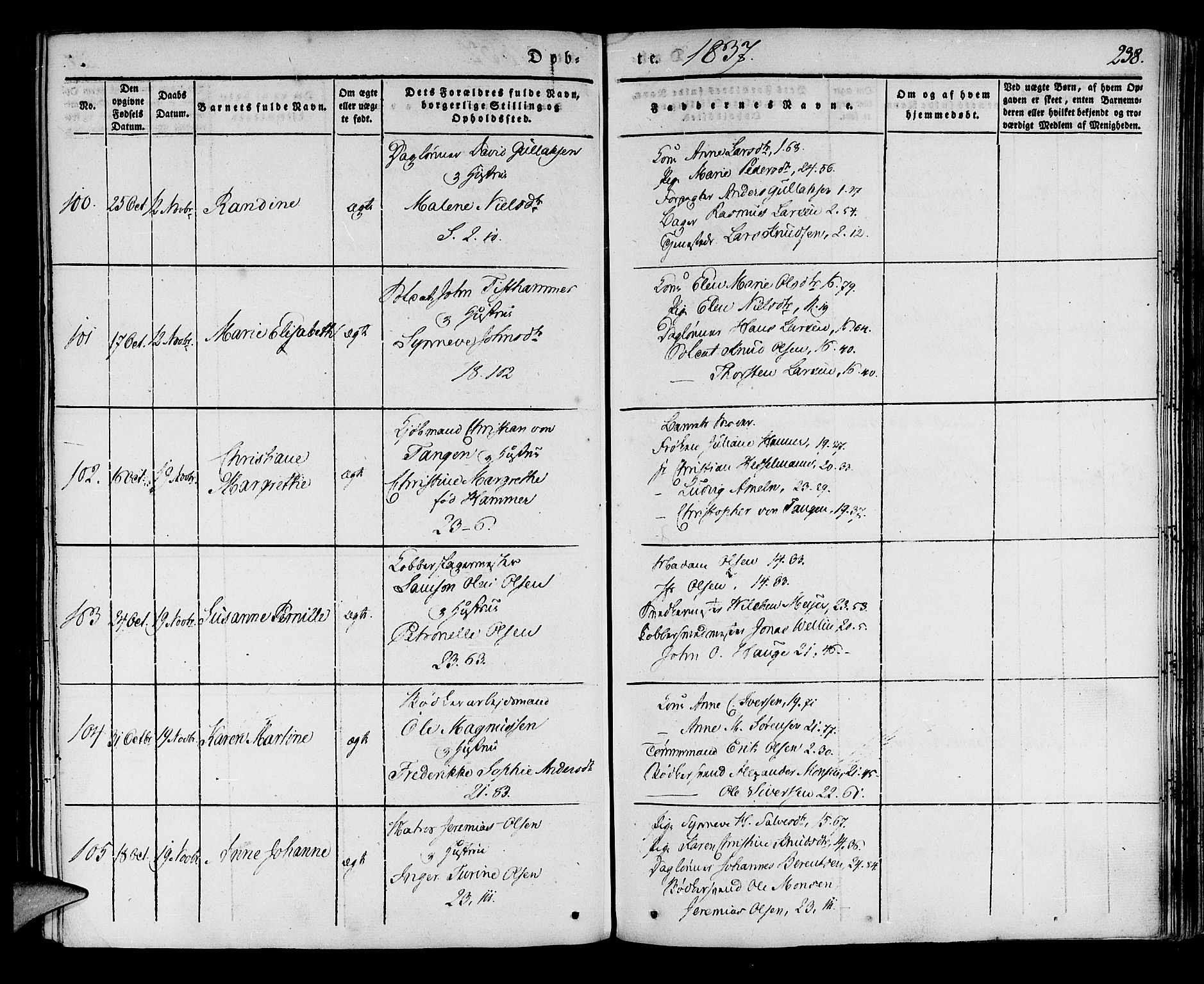 Korskirken sokneprestembete, AV/SAB-A-76101/H/Haa/L0015: Parish register (official) no. B 1, 1833-1841, p. 238