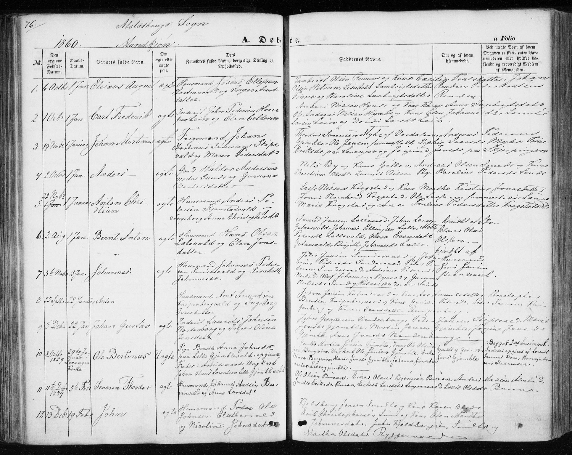 Ministerialprotokoller, klokkerbøker og fødselsregistre - Nord-Trøndelag, AV/SAT-A-1458/717/L0154: Parish register (official) no. 717A07 /1, 1850-1862, p. 76