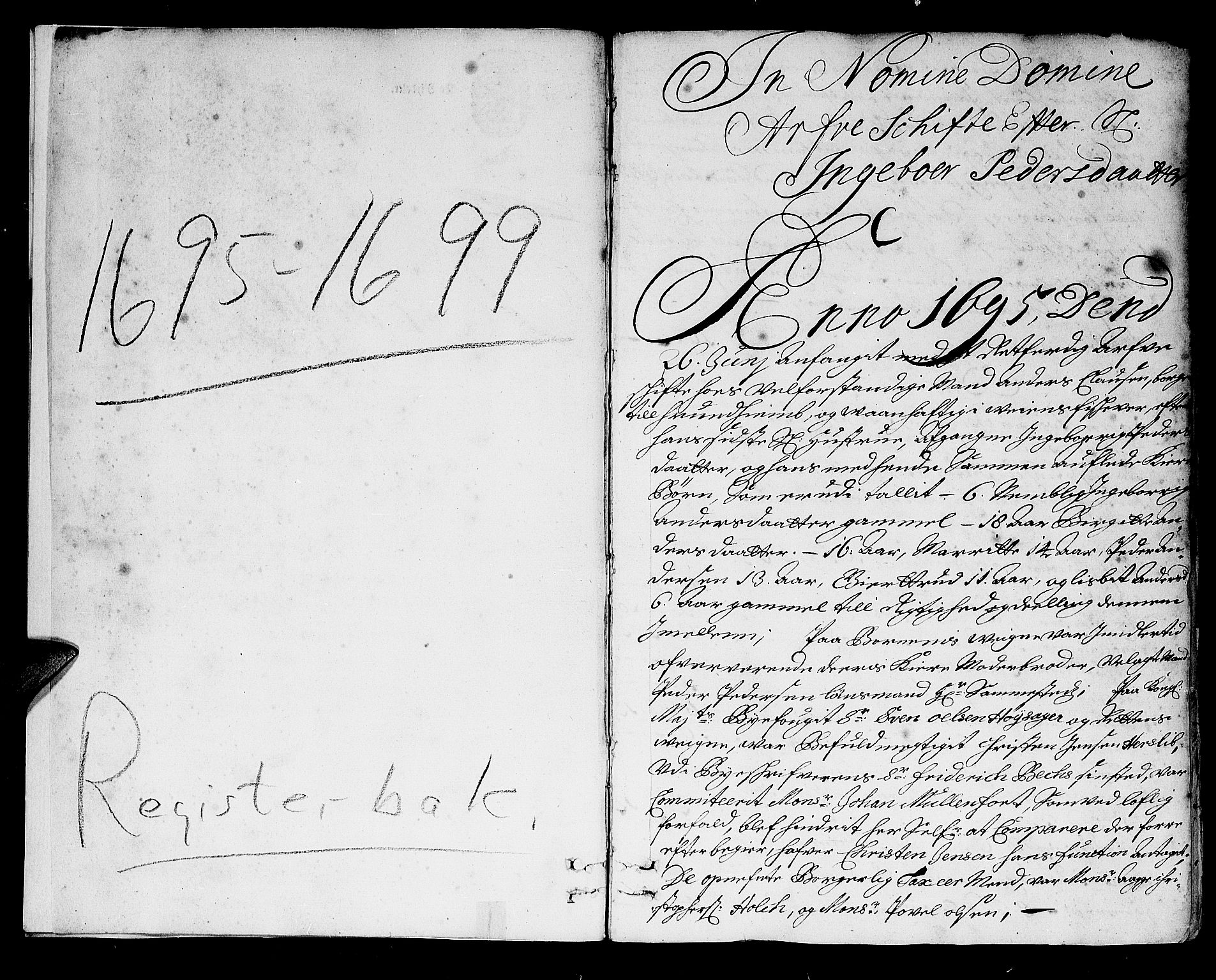 Trondheim byfogd, AV/SAT-A-0003/1/3/3A/L0004: Skifteprotokoll - gml.nr.4. (m/ register), 1695-1699