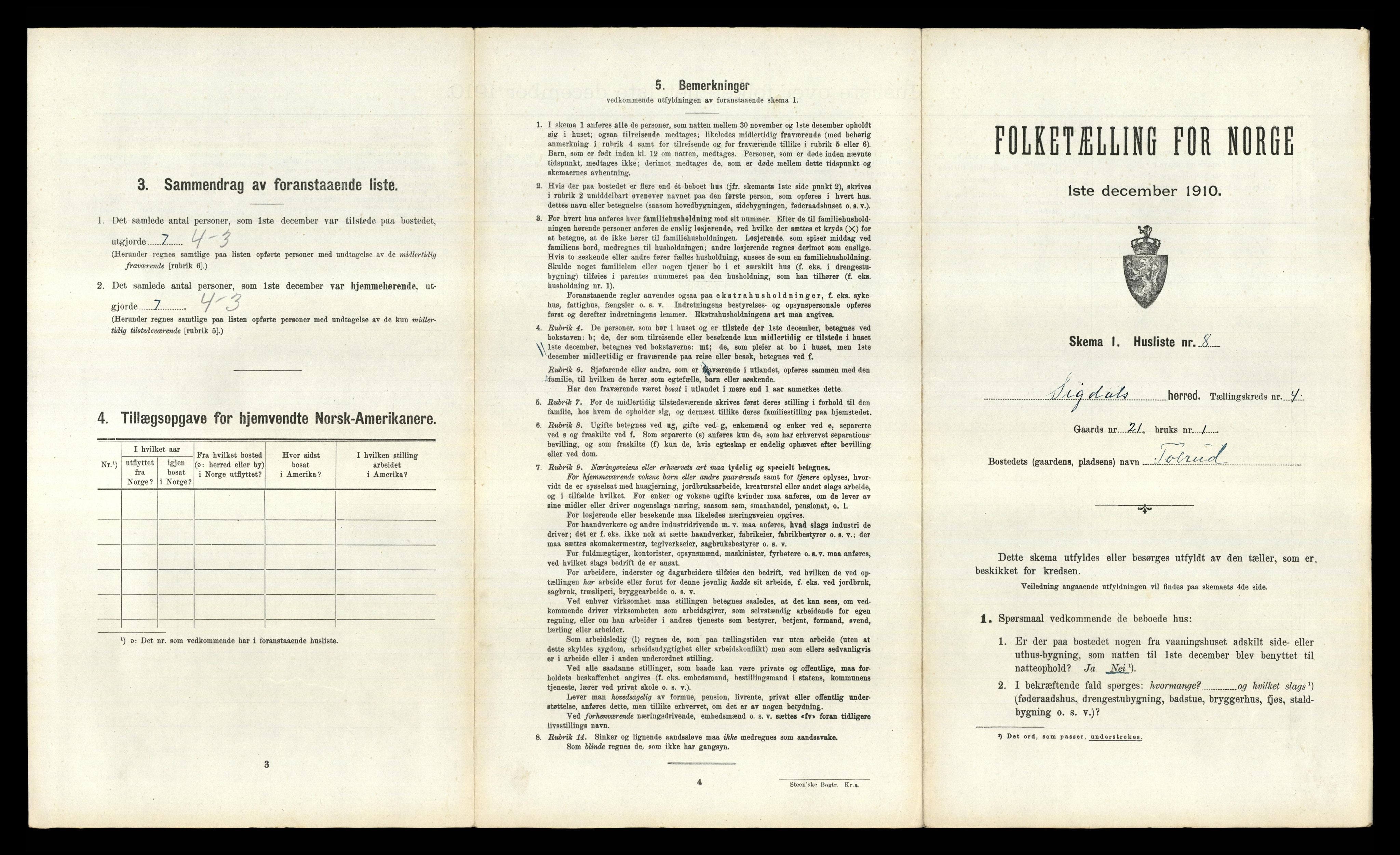 RA, 1910 census for Sigdal, 1910, p. 370