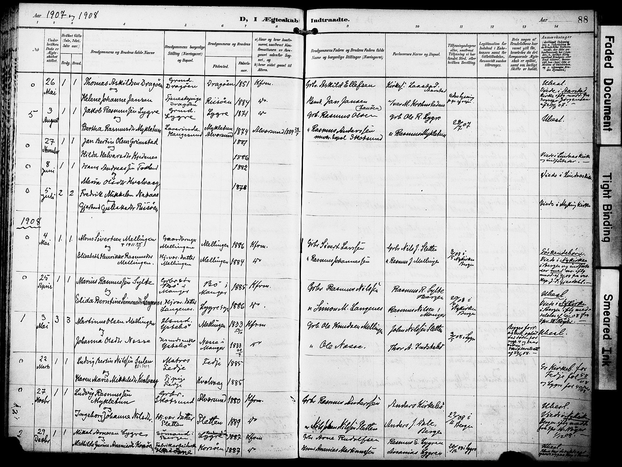 Lindås Sokneprestembete, AV/SAB-A-76701/H/Haa/Haae/L0002: Parish register (official) no. E 2, 1897-1912, p. 88