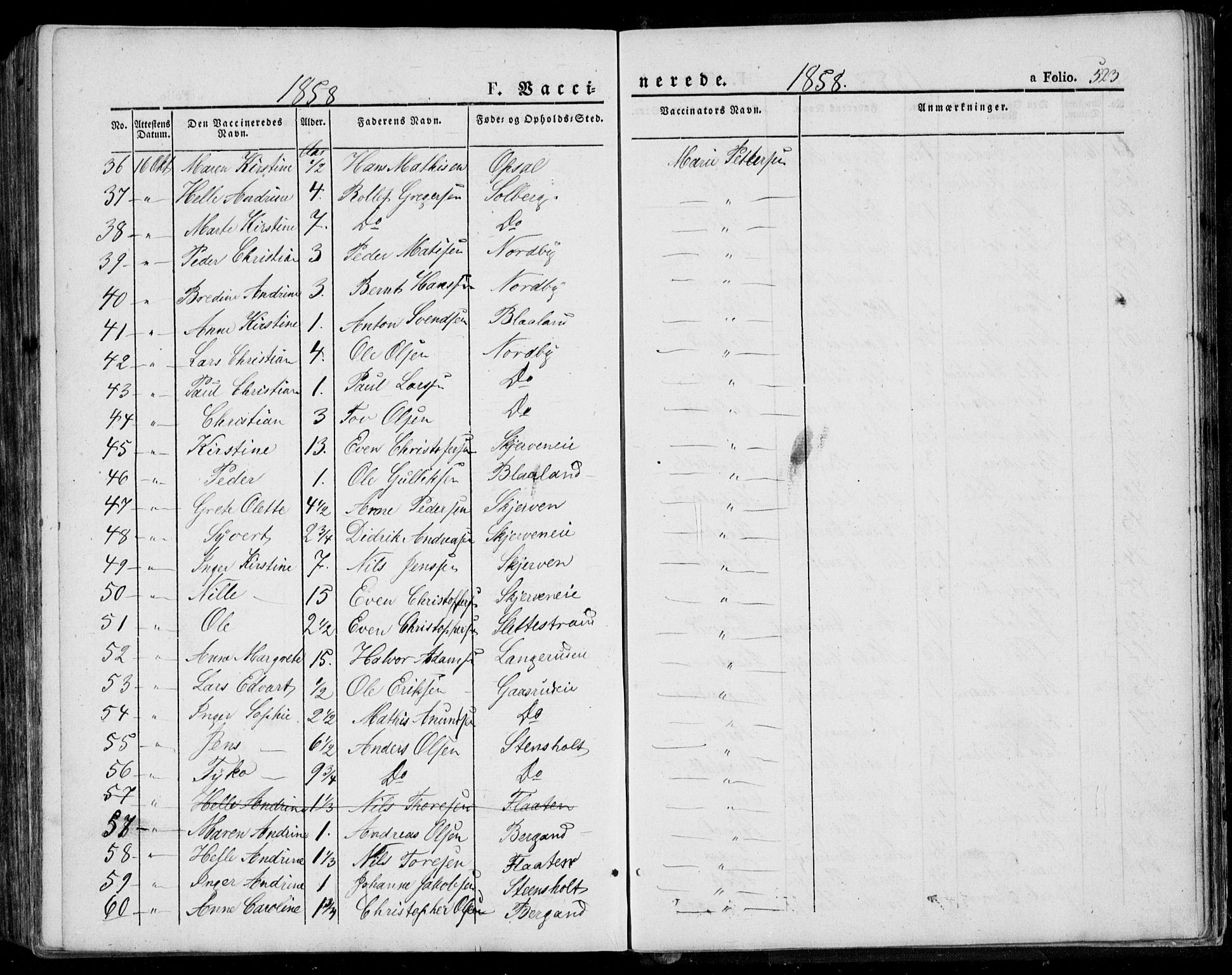 Lardal kirkebøker, AV/SAKO-A-350/F/Fa/L0006: Parish register (official) no. I 6, 1835-1860, p. 523