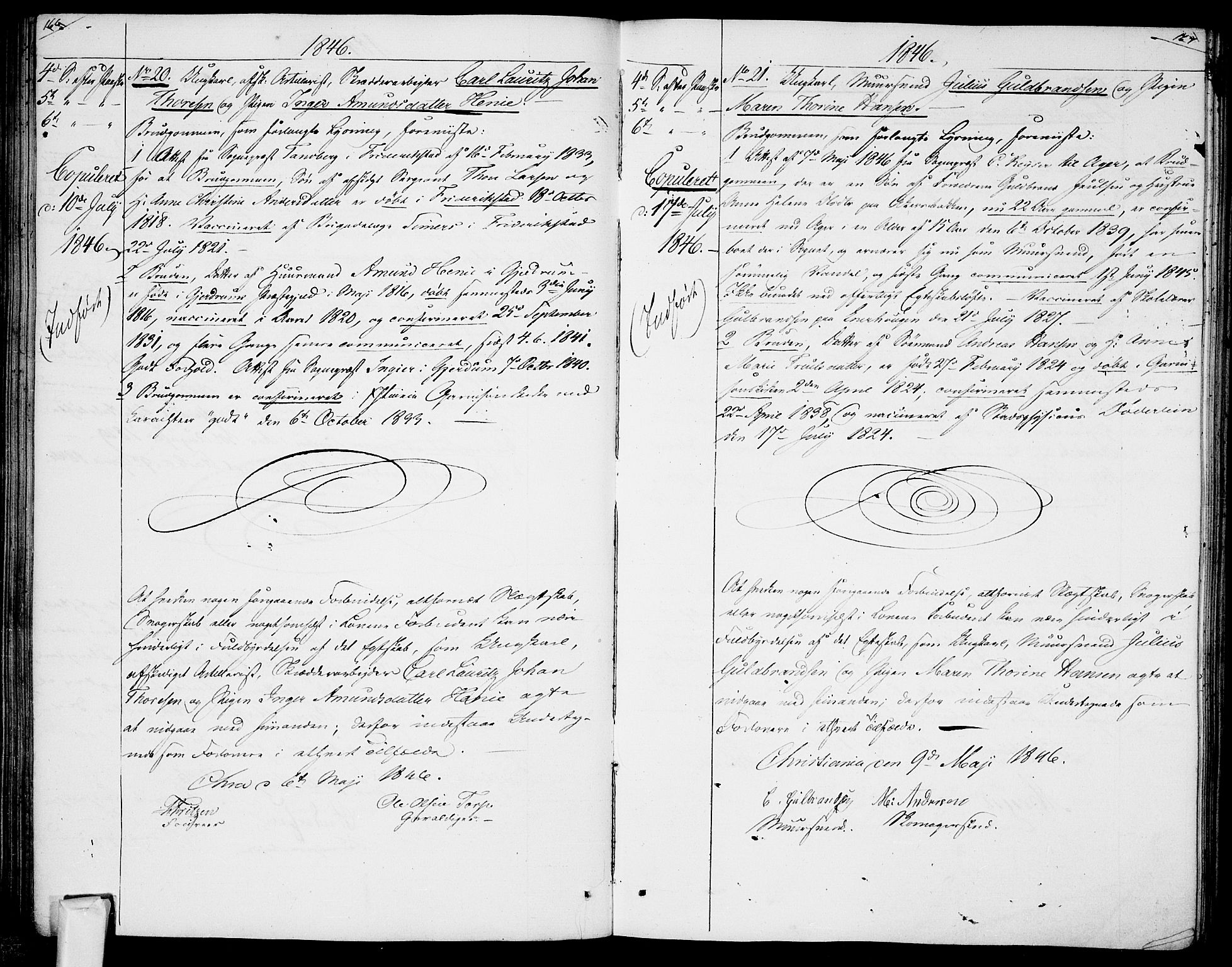 Garnisonsmenigheten Kirkebøker, AV/SAO-A-10846/H/Ha/L0005: Banns register no. I 5, 1844-1856, p. 166-167