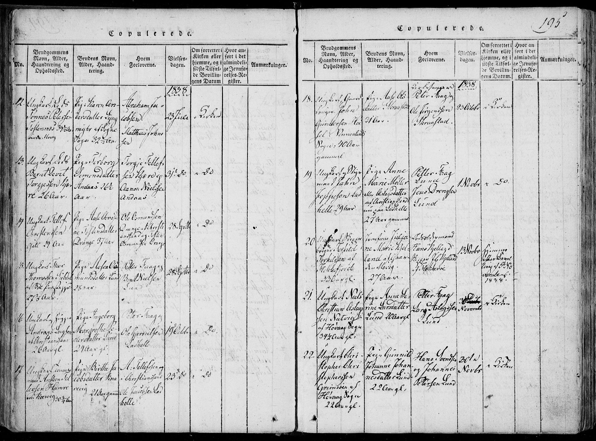 Oddernes sokneprestkontor, AV/SAK-1111-0033/F/Fa/Faa/L0005: Parish register (official) no. A 5, 1820-1838, p. 195