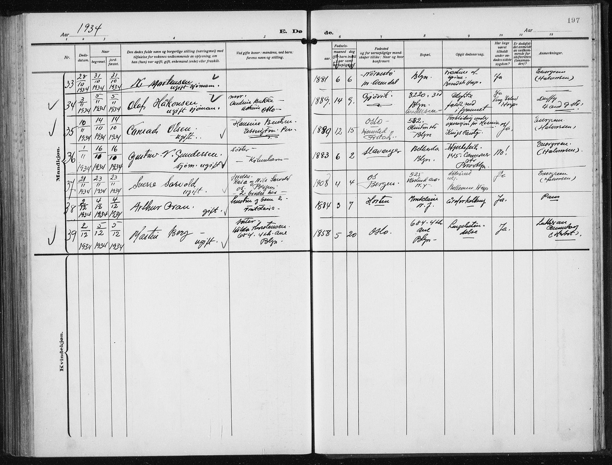 Den norske sjømannsmisjon i utlandet/New York, AV/SAB-SAB/PA-0110/H/Ha/L0008: Parish register (official) no. A 8, 1923-1935, p. 197