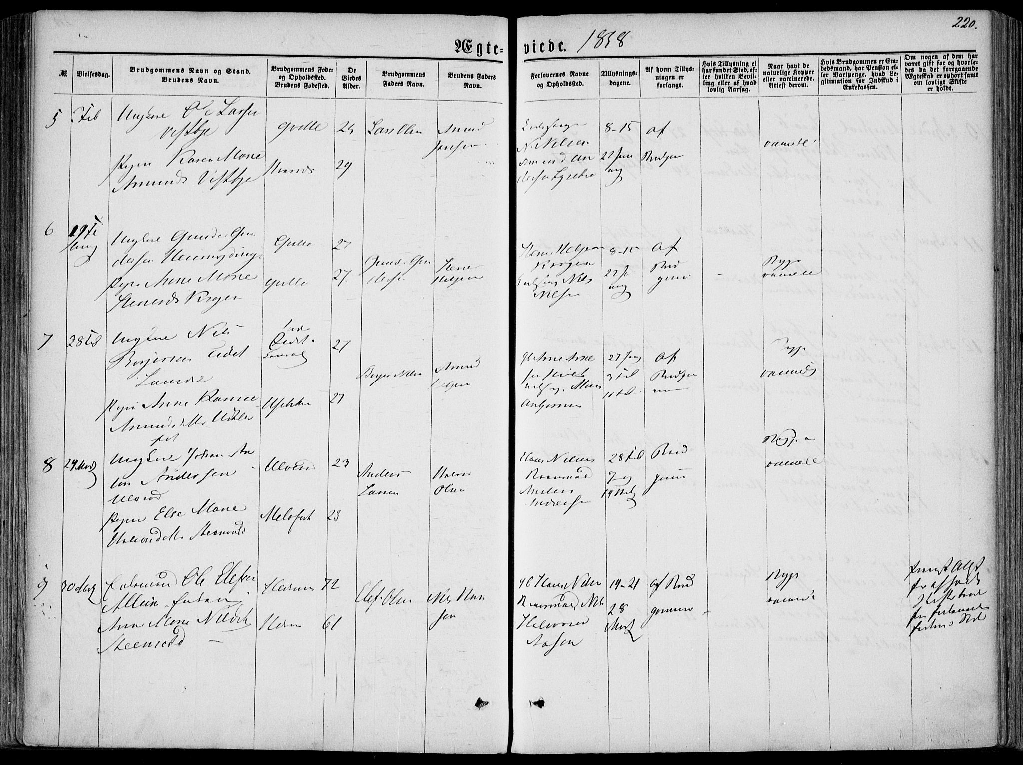 Hedrum kirkebøker, AV/SAKO-A-344/F/Fa/L0007: Parish register (official) no. I 7, 1857-1868, p. 220