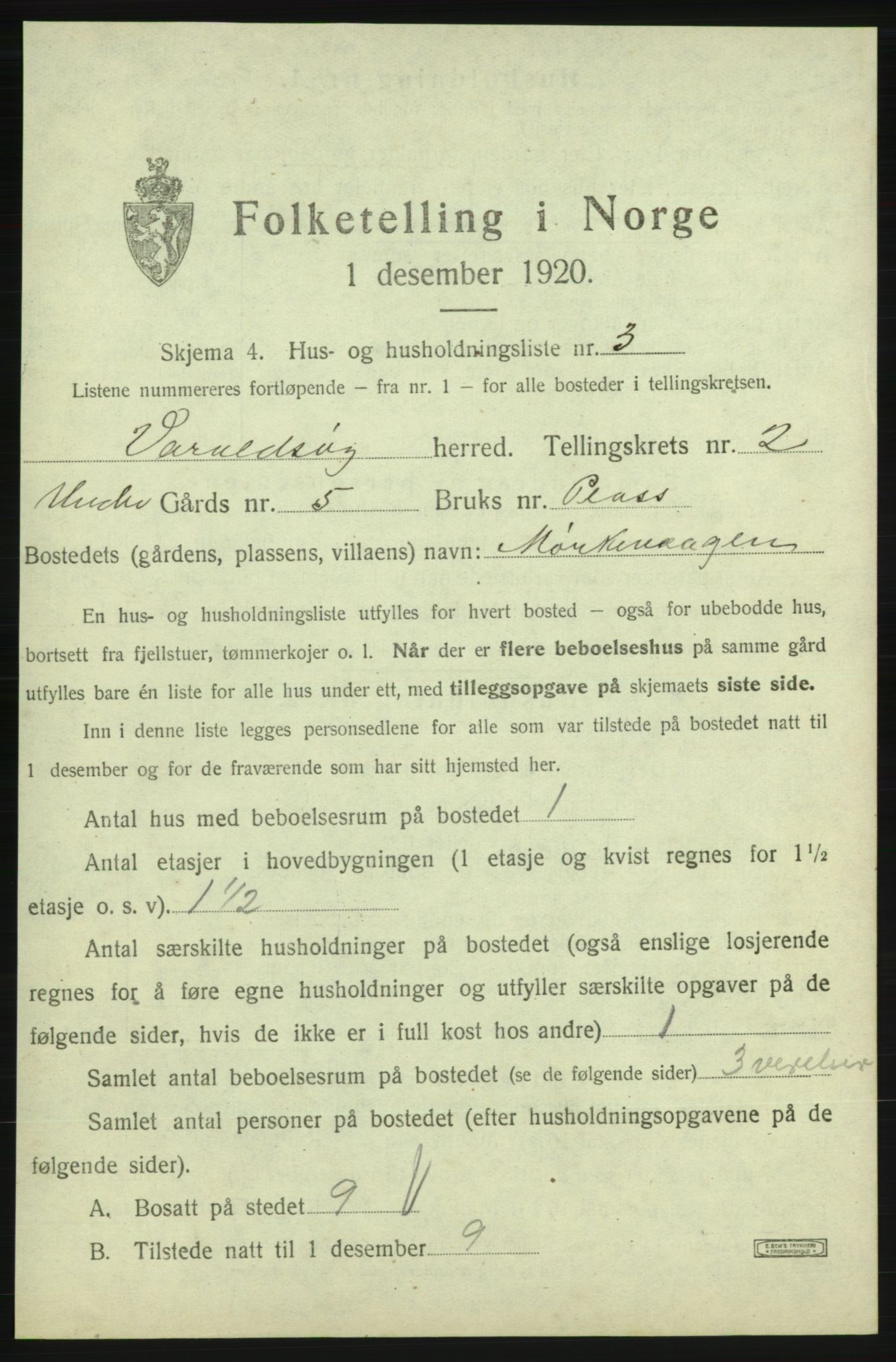 SAB, 1920 census for Varaldsøy, 1920, p. 69