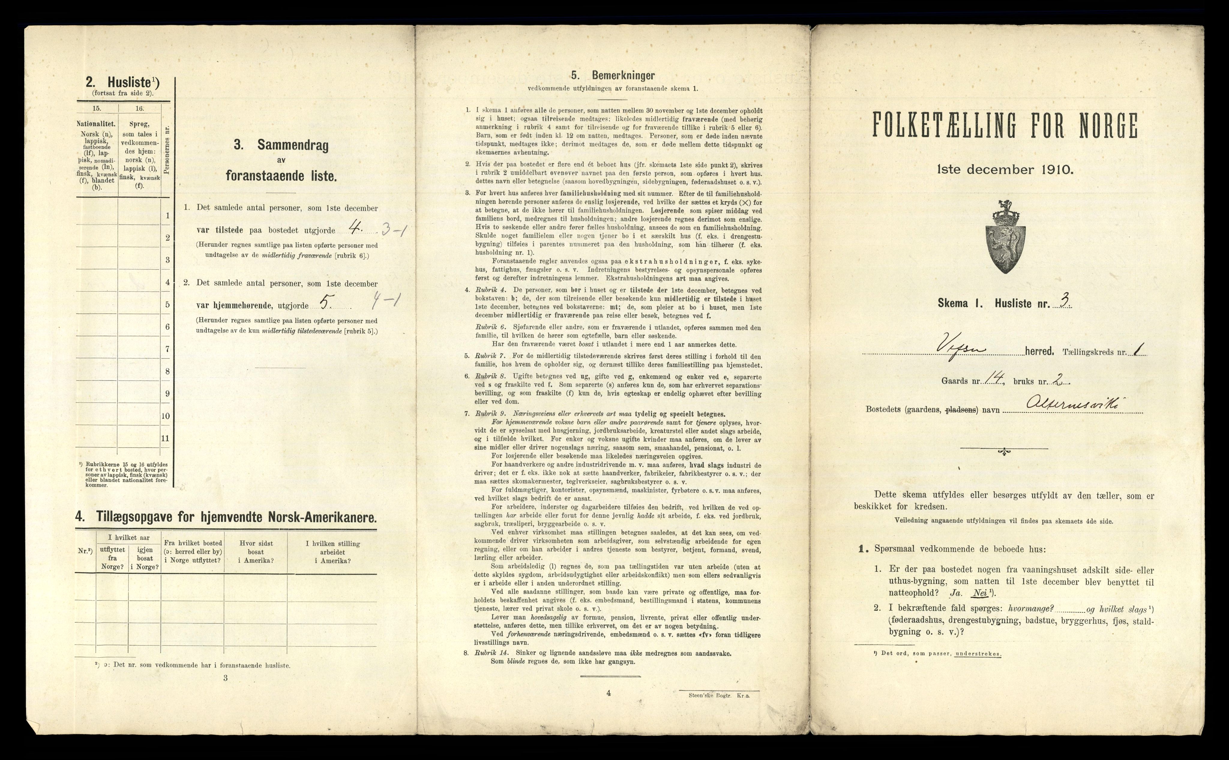 RA, 1910 census for Vefsn, 1910, p. 52