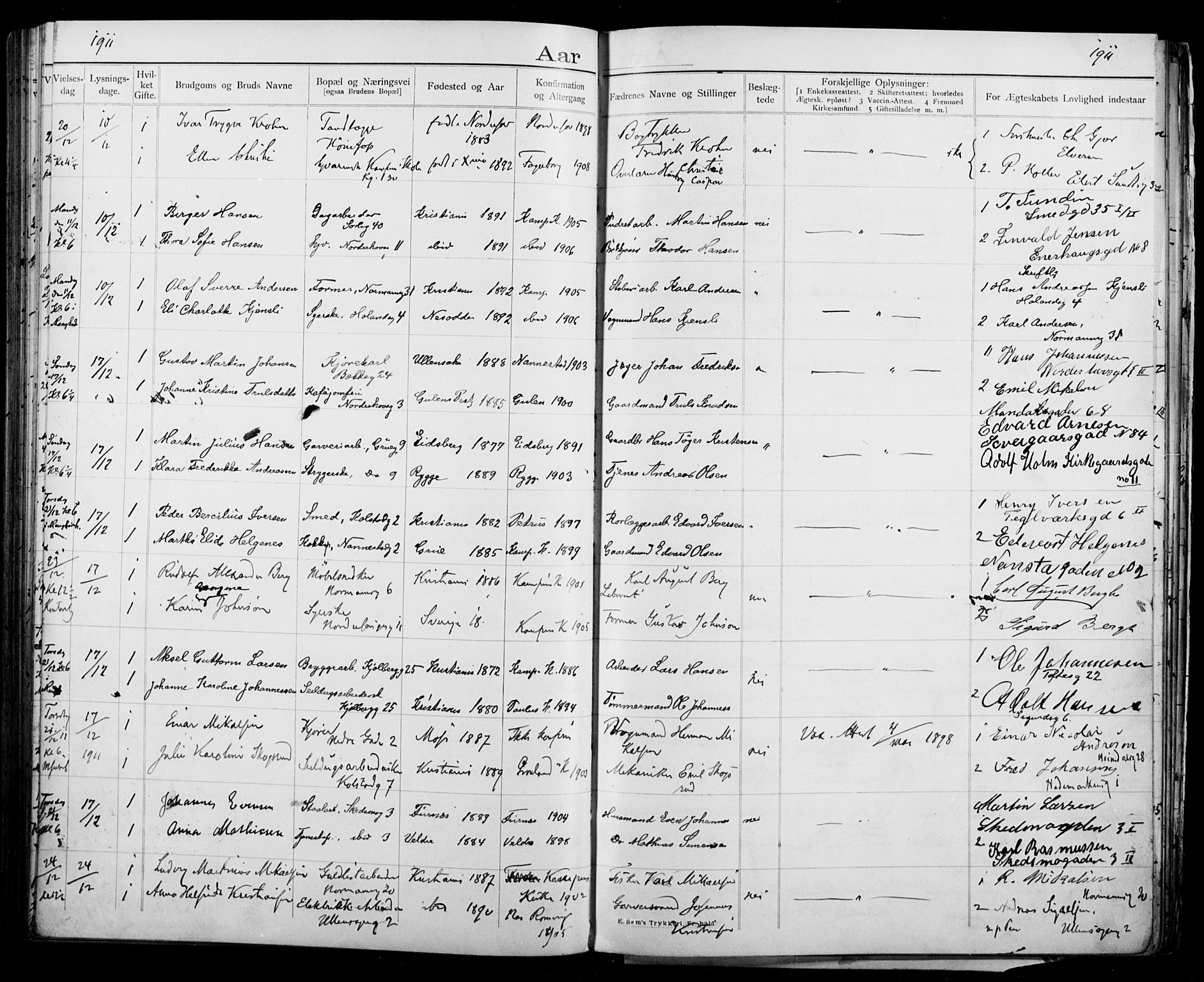 Kampen prestekontor Kirkebøker, AV/SAO-A-10853/H/Ha/L0003: Banns register no. 3, 1907-1917