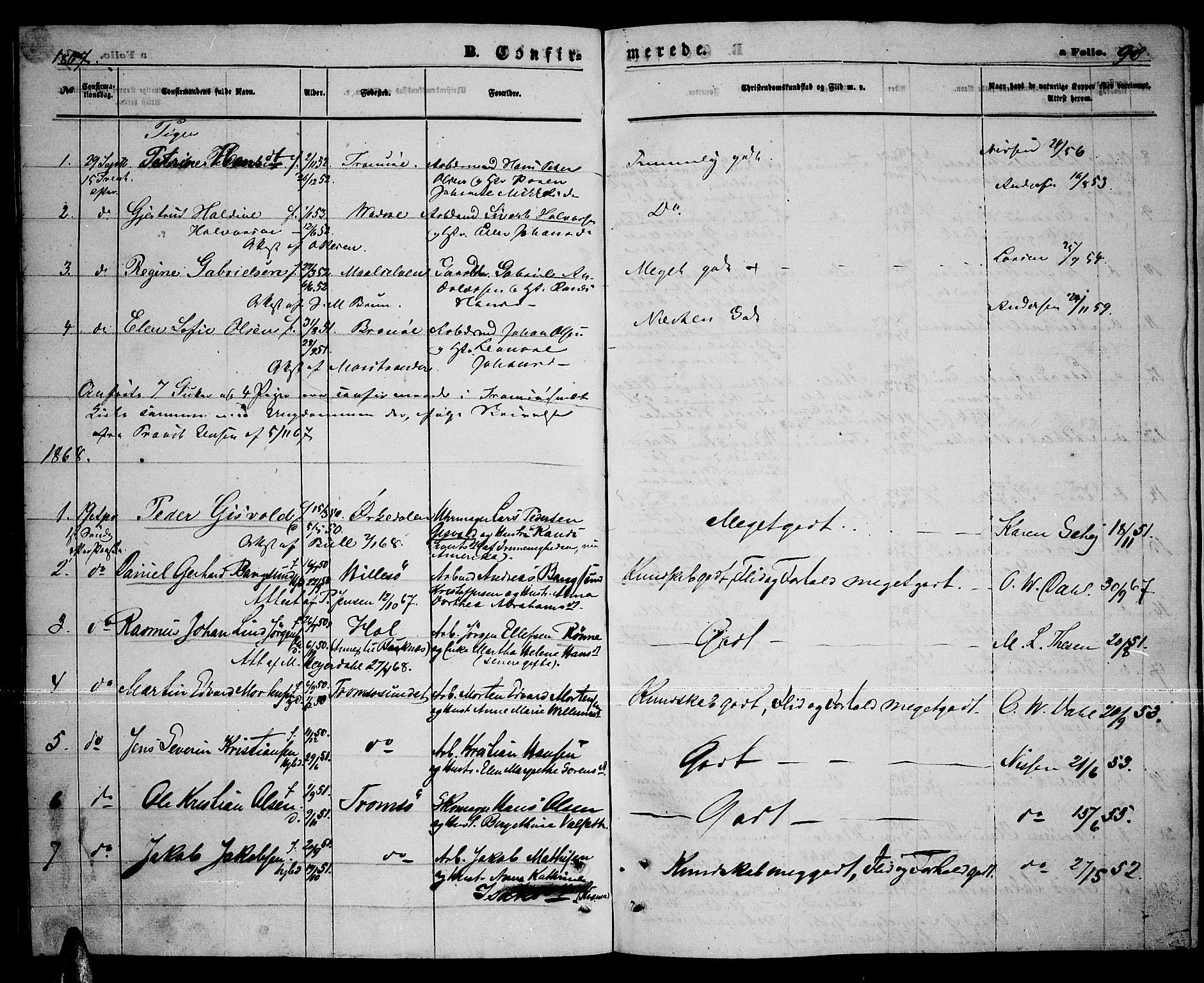 Tromsø sokneprestkontor/stiftsprosti/domprosti, SATØ/S-1343/G/Gb/L0007klokker: Parish register (copy) no. 7, 1867-1875, p. 98