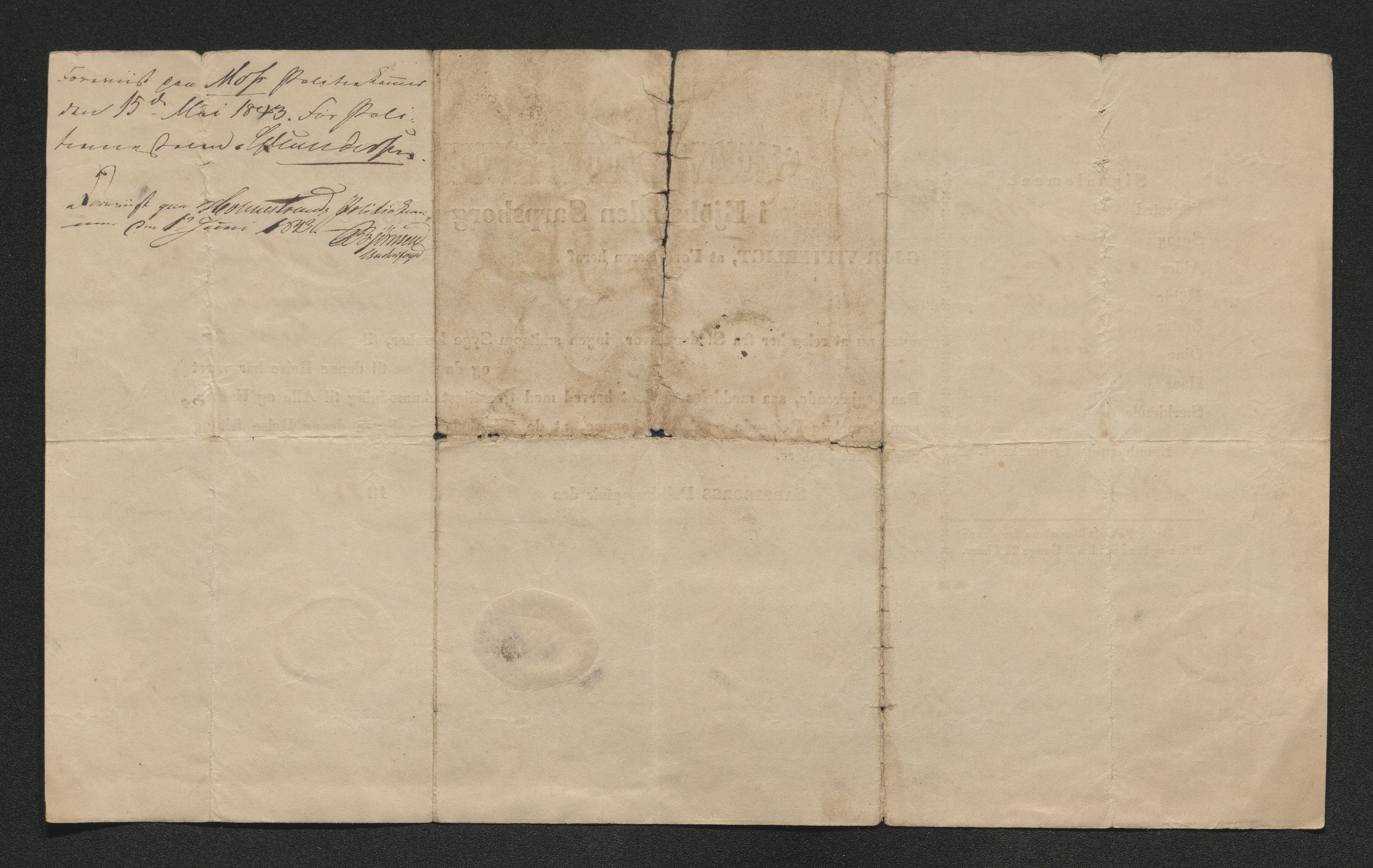 Drammen politikammer, AV/SAKO-A-623/I/Ia/Iab/L0007: Innleverte pass, 1843-1844, p. 205
