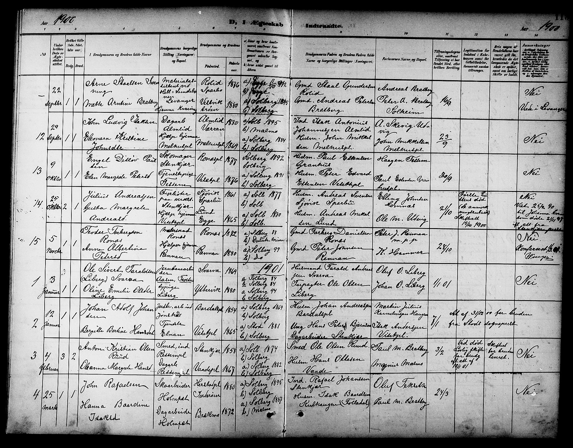 Ministerialprotokoller, klokkerbøker og fødselsregistre - Nord-Trøndelag, AV/SAT-A-1458/741/L0401: Parish register (copy) no. 741C02, 1899-1911, p. 113