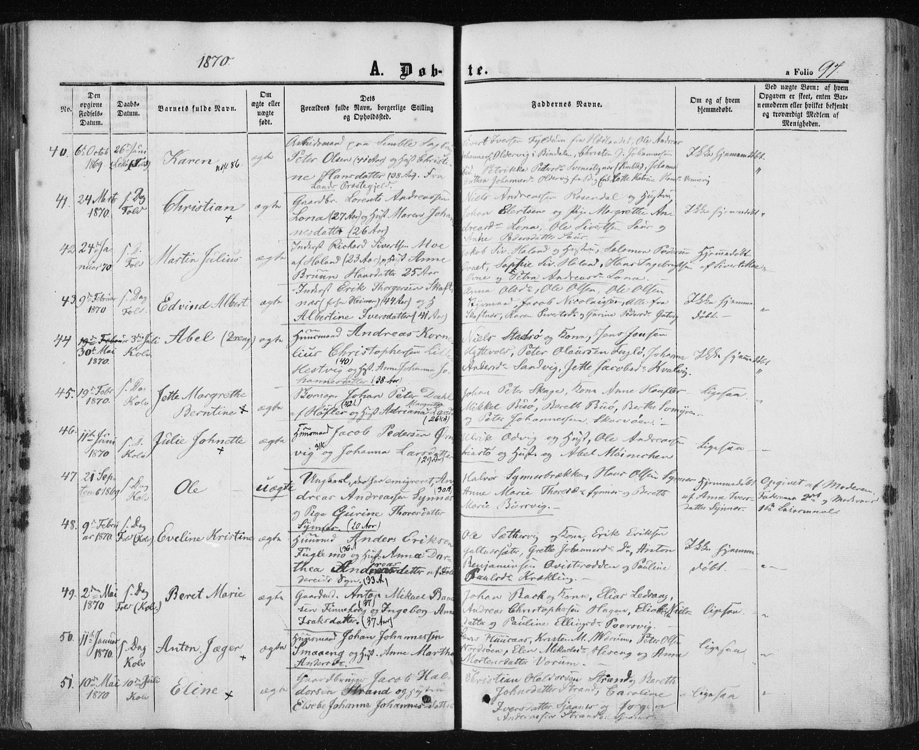 Ministerialprotokoller, klokkerbøker og fødselsregistre - Nord-Trøndelag, SAT/A-1458/780/L0641: Parish register (official) no. 780A06, 1857-1874, p. 97
