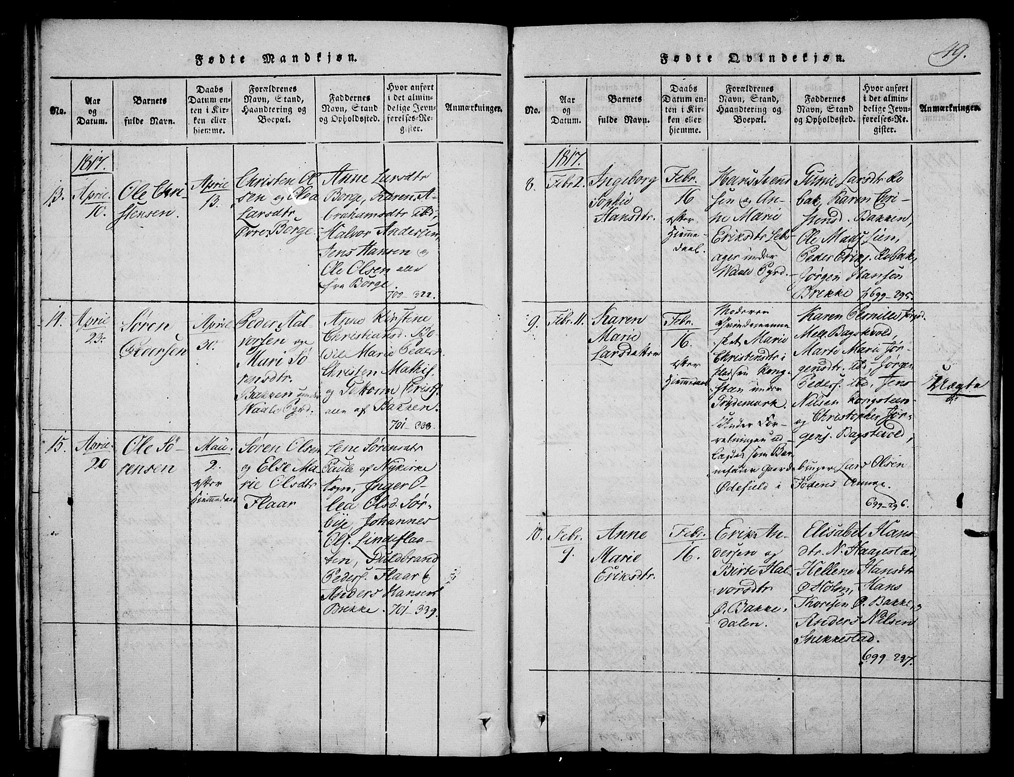 Våle kirkebøker, AV/SAKO-A-334/F/Fa/L0007: Parish register (official) no. I 7, 1814-1824, p. 48-49