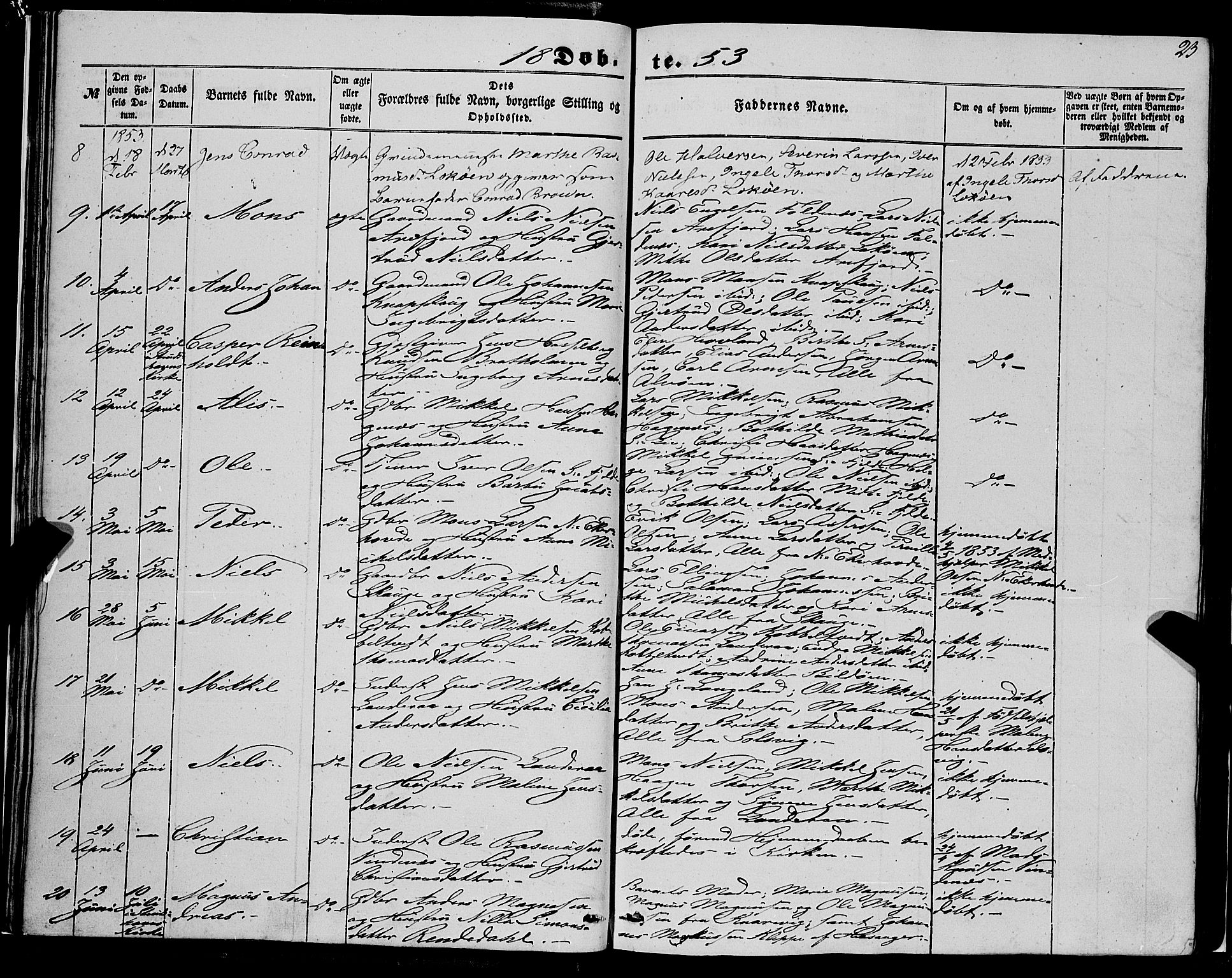 Fjell sokneprestembete, SAB/A-75301/H/Haa: Parish register (official) no. A 2, 1847-1864, p. 23