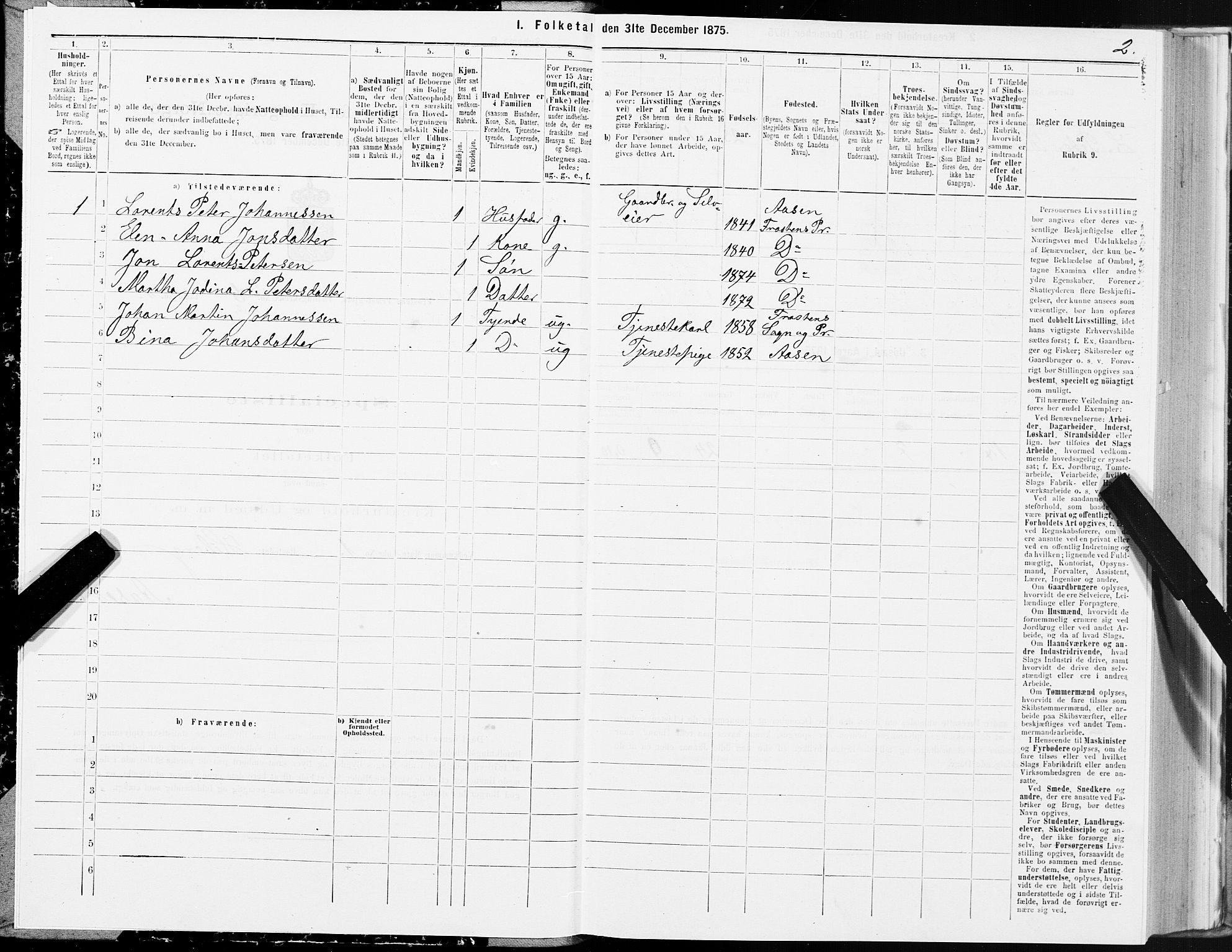 SAT, 1875 census for 1717P Frosta, 1875, p. 5002