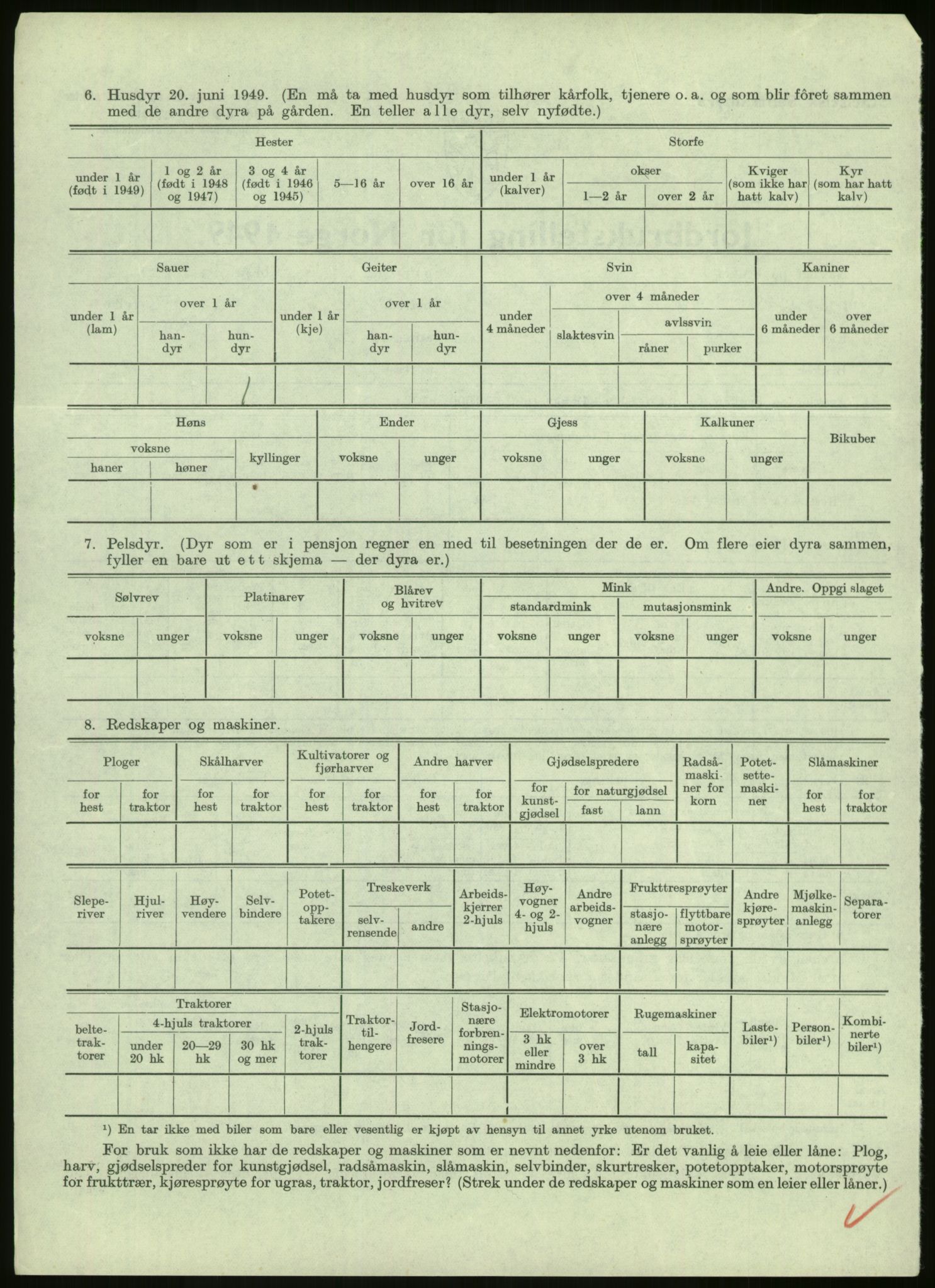 Statistisk sentralbyrå, Næringsøkonomiske emner, Jordbruk, skogbruk, jakt, fiske og fangst, AV/RA-S-2234/G/Gc/L0438: Troms: Salangen og Bardu, 1949, p. 20