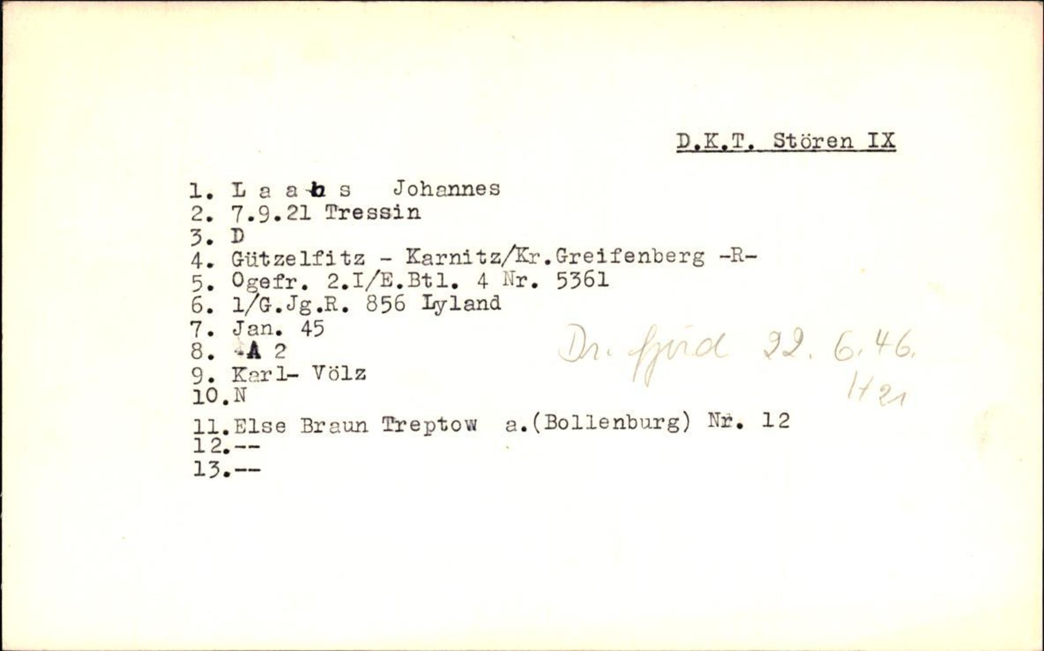 Hjemsendte tyskere , AV/RA-RAFA-6487/D/Db/L0017: Küchler-Liedkte, 1945-1947, p. 438