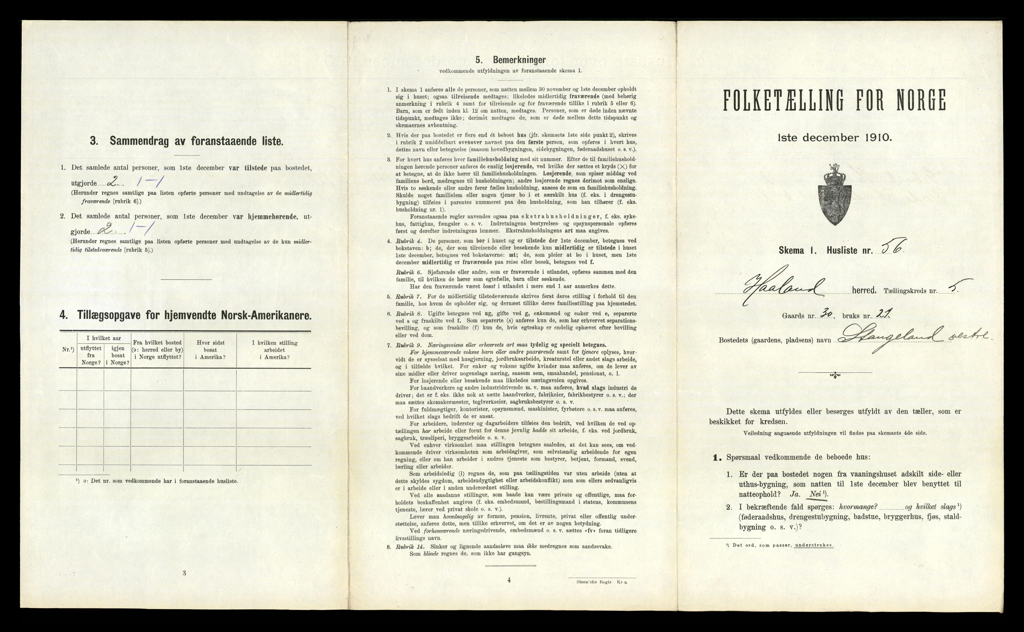 RA, 1910 census for Håland, 1910, p. 901