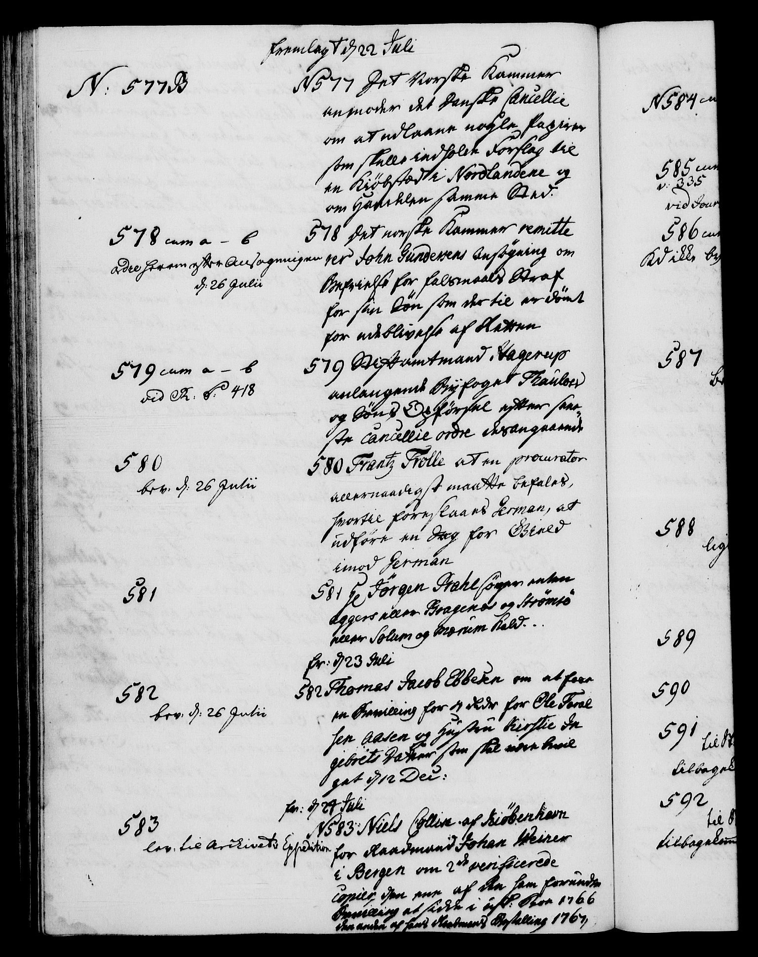 Danske Kanselli 1572-1799, RA/EA-3023/I/Ia/L0001: 3. departements journal, 1771