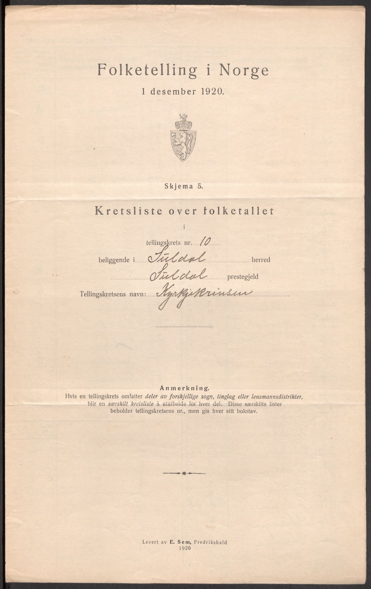 SAST, 1920 census for Suldal, 1920, p. 34