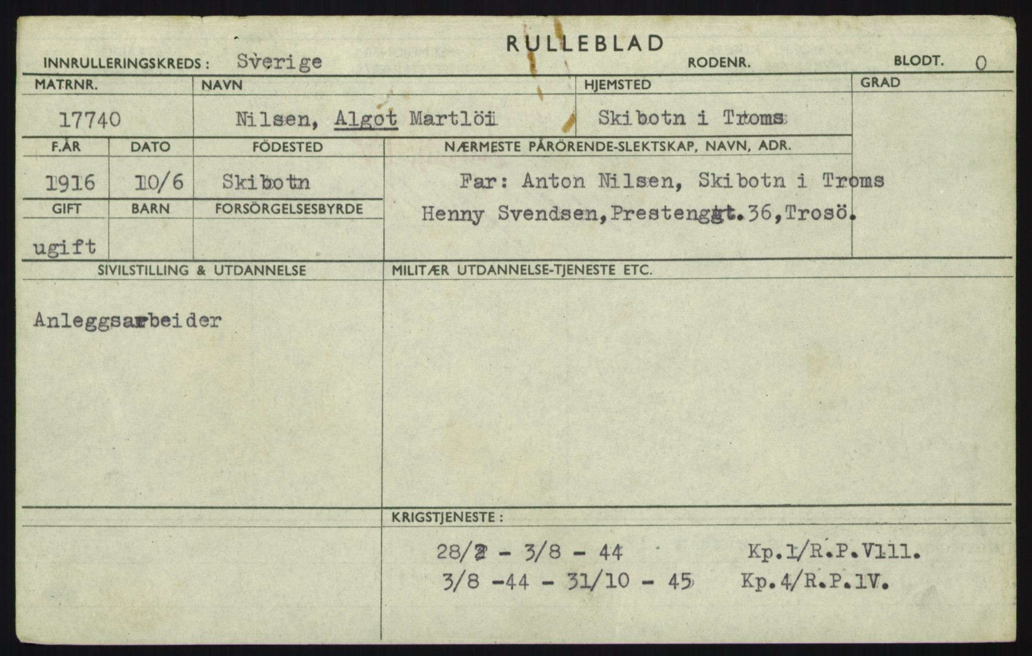 Forsvaret, Troms infanteriregiment nr. 16, AV/RA-RAFA-3146/P/Pa/L0021: Rulleblad for regimentets menige mannskaper, årsklasse 1937, 1937, p. 819