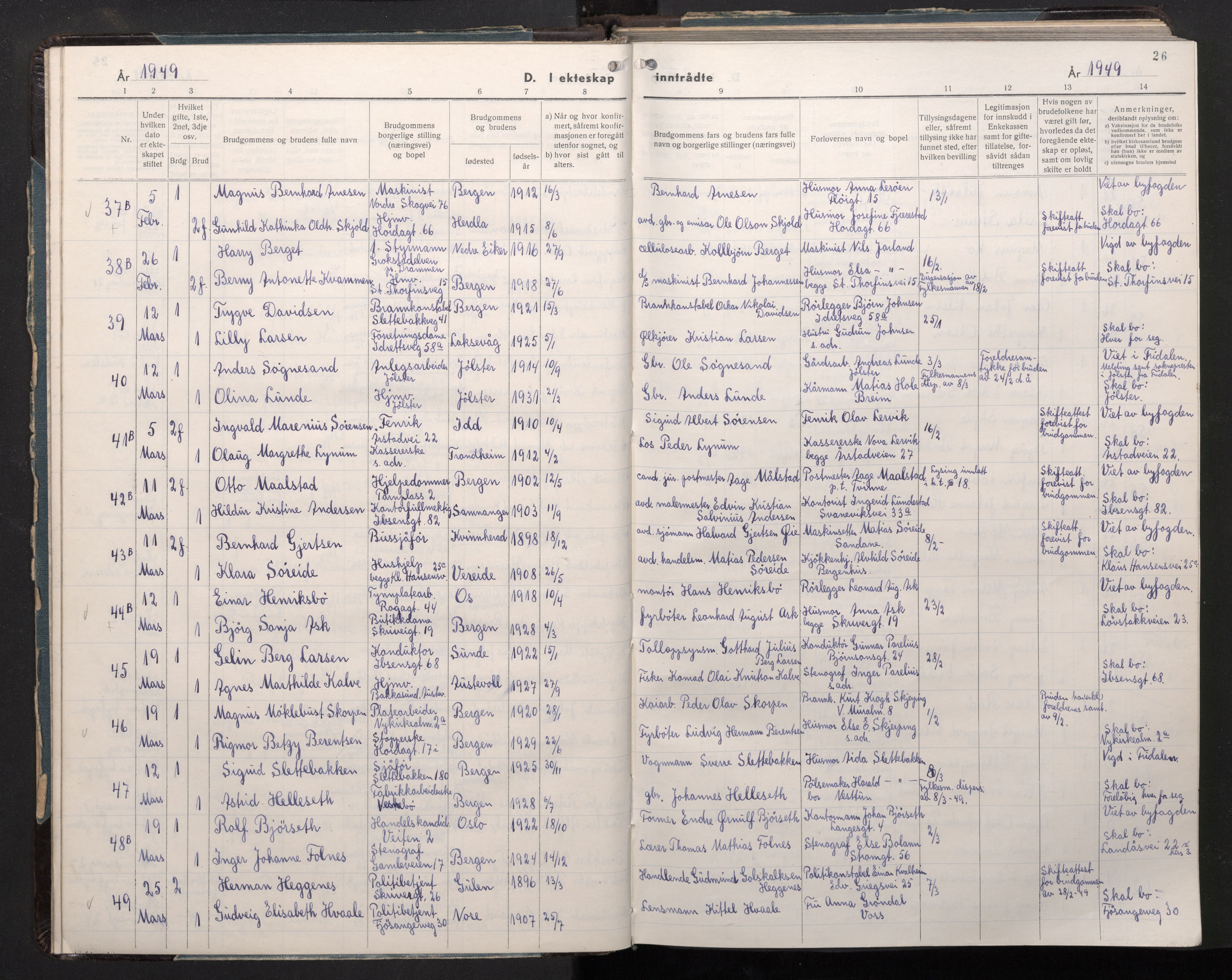 Årstad Sokneprestembete, AV/SAB-A-79301/H/Hab/L0022: Parish register (copy) no. C 4, 1948-1960, p. 25b-26a