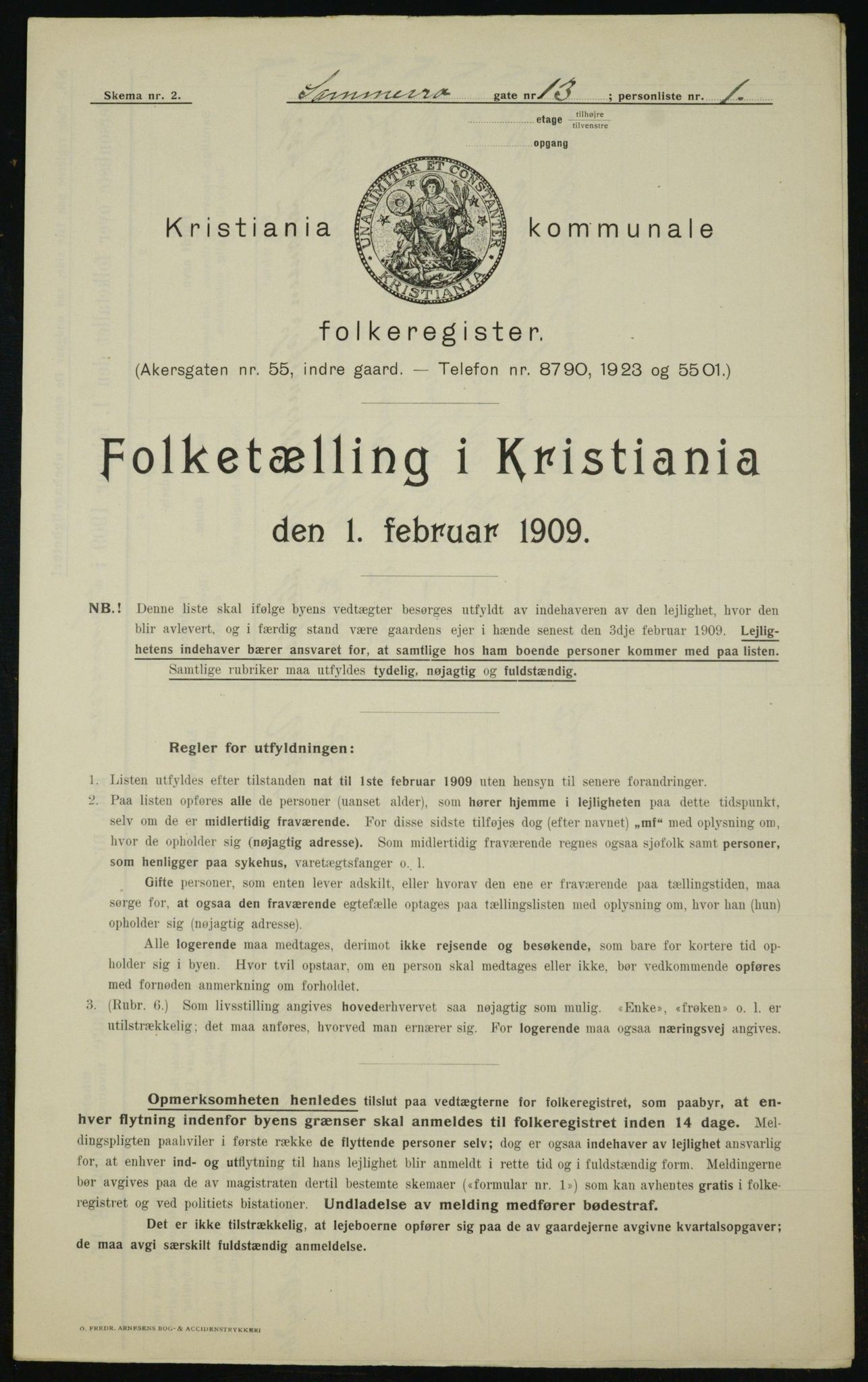 OBA, Municipal Census 1909 for Kristiania, 1909, p. 90451