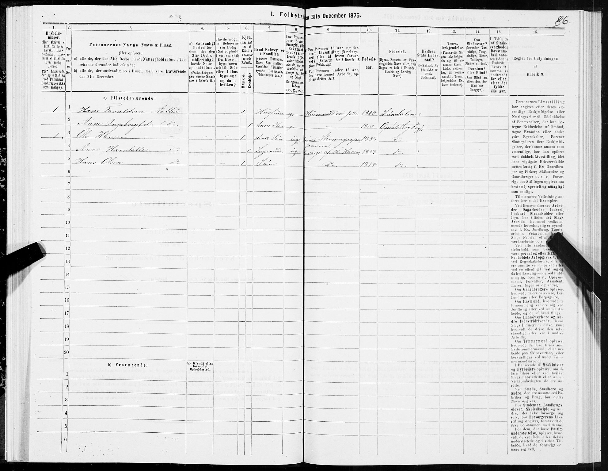 SAT, 1875 census for 1634P Oppdal, 1875, p. 4086
