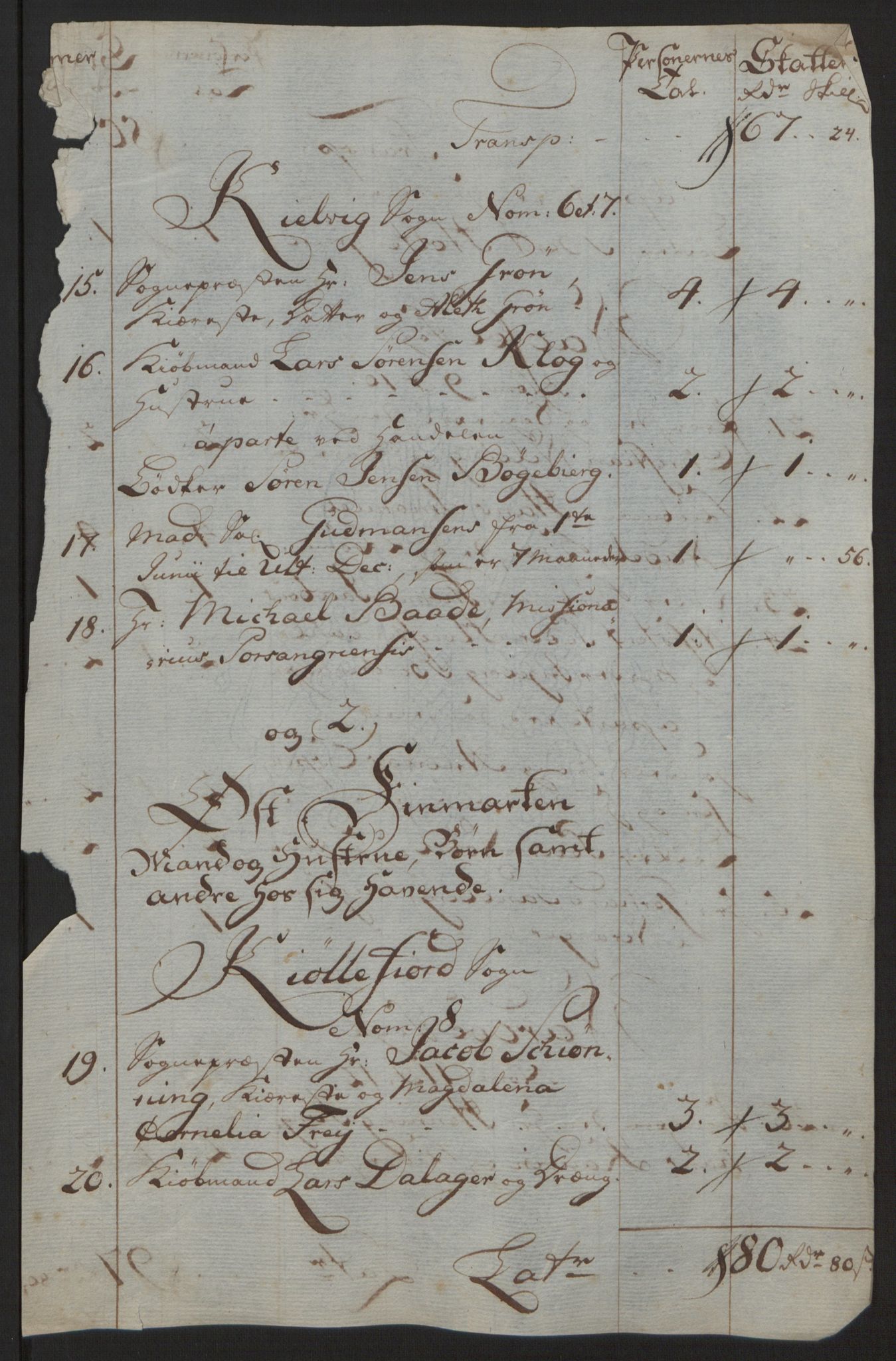 Rentekammeret inntil 1814, Reviderte regnskaper, Fogderegnskap, AV/RA-EA-4092/R69/L4910: Ekstraskatten  Finnmark/Vardøhus, 1762-1772, p. 337