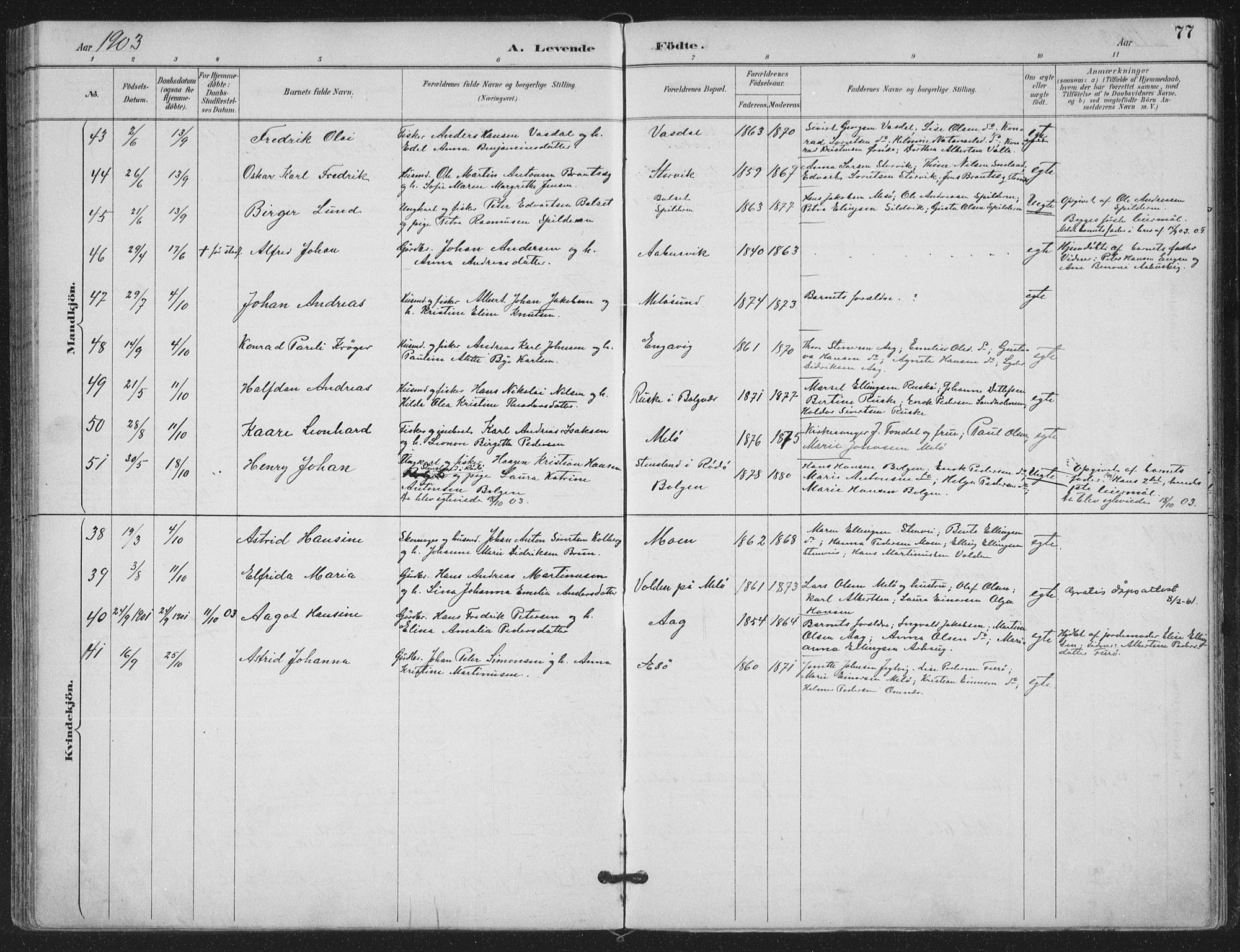 Ministerialprotokoller, klokkerbøker og fødselsregistre - Nordland, SAT/A-1459/843/L0628: Parish register (official) no. 843A03, 1889-1907, p. 77