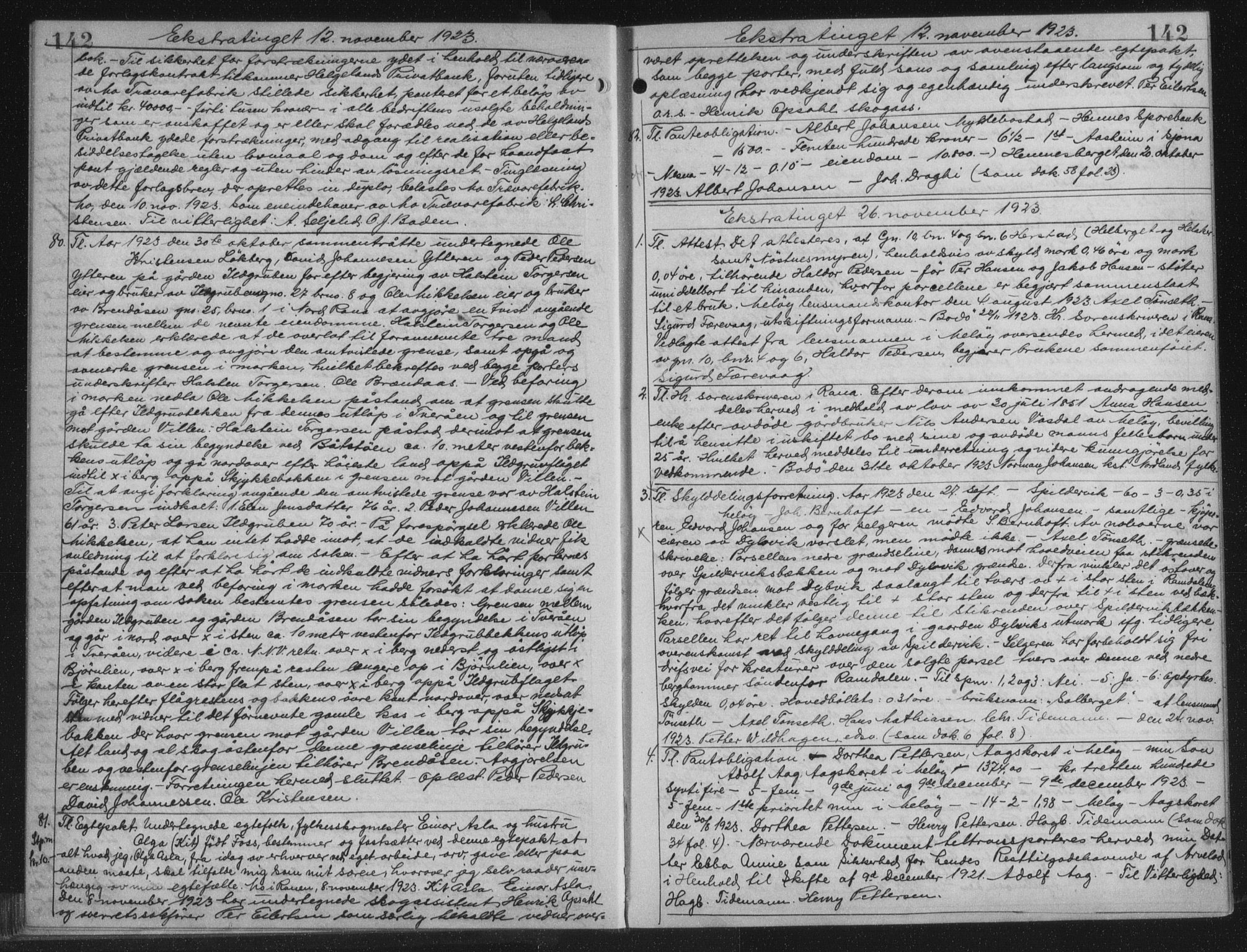 Rana sorenskriveri , AV/SAT-A-1108/1/2/2C/L0018: Mortgage book no. 18, 1923-1928, p. 142, Deed date: 26.11.1923