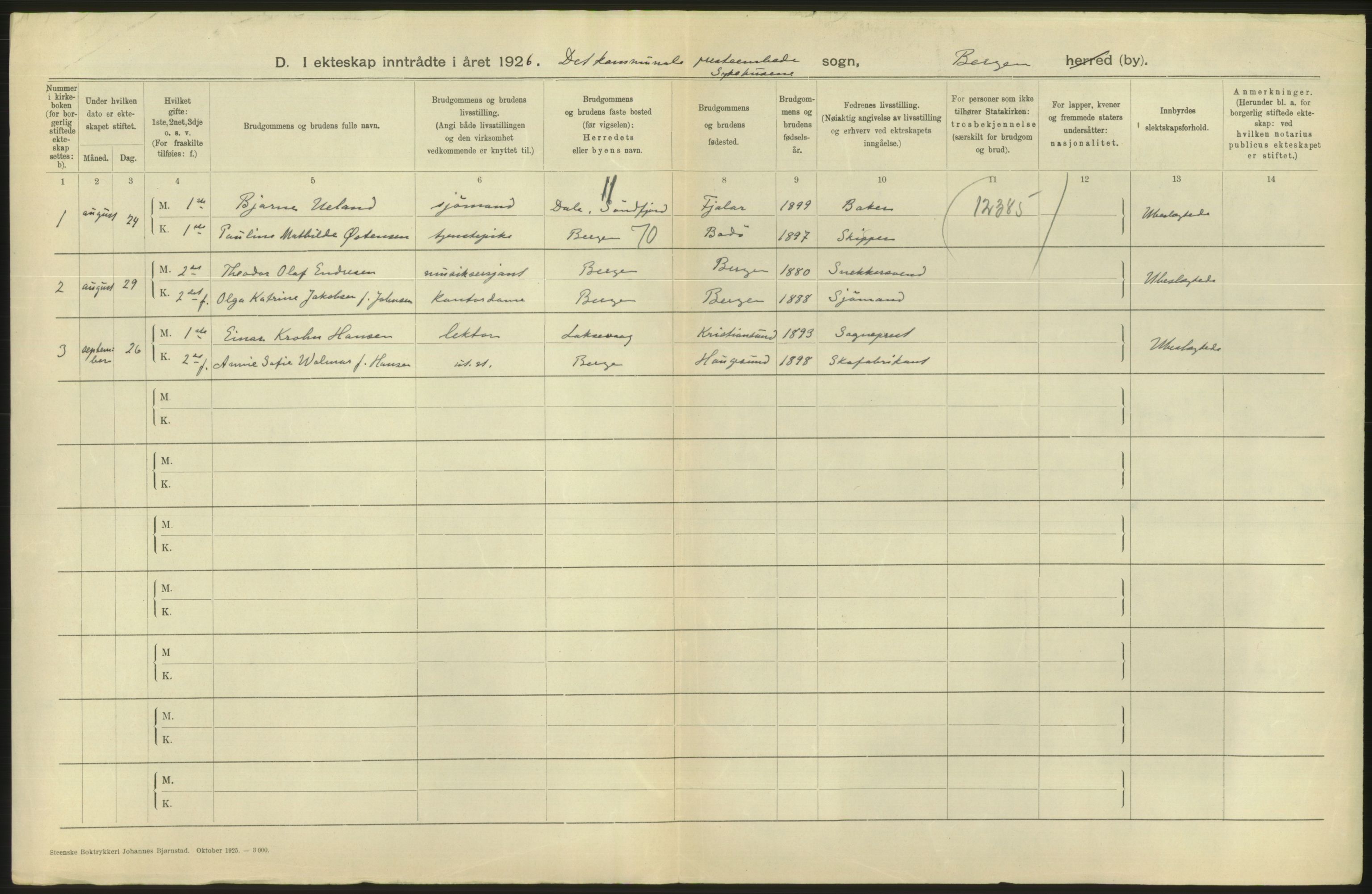 Statistisk sentralbyrå, Sosiodemografiske emner, Befolkning, AV/RA-S-2228/D/Df/Dfc/Dfce/L0029: Bergen: Gifte, døde., 1925, p. 296