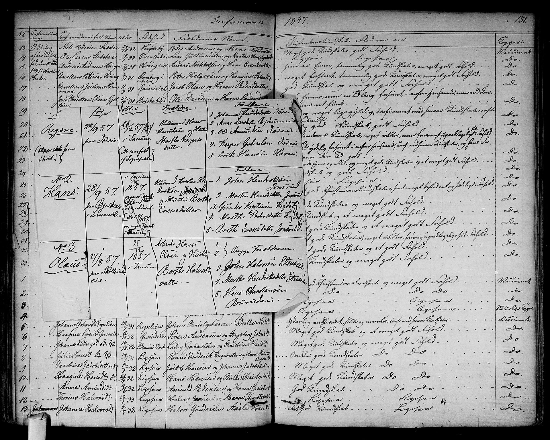Asker prestekontor Kirkebøker, SAO/A-10256a/F/Fa/L0009: Parish register (official) no. I 9, 1825-1878, p. 151