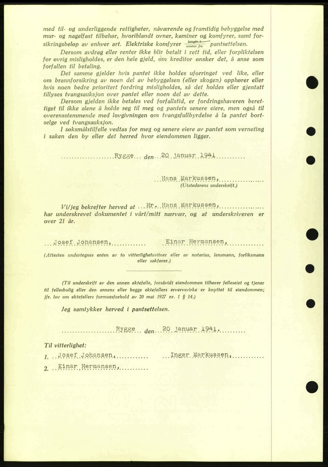 Moss sorenskriveri, SAO/A-10168: Mortgage book no. B10, 1940-1941, Diary no: : 142/1941