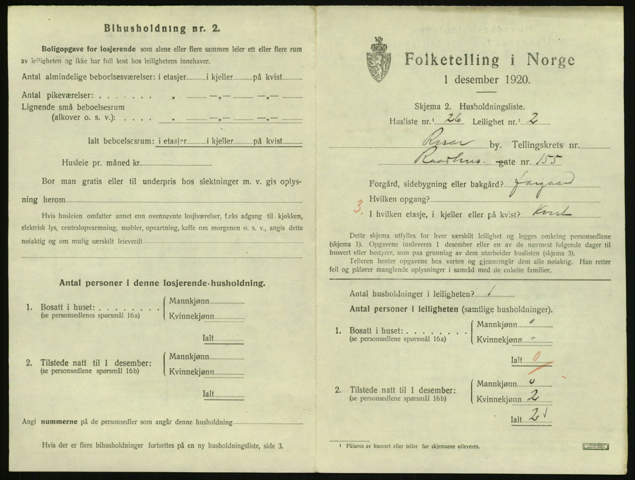 SAK, 1920 census for Risør, 1920, p. 1411