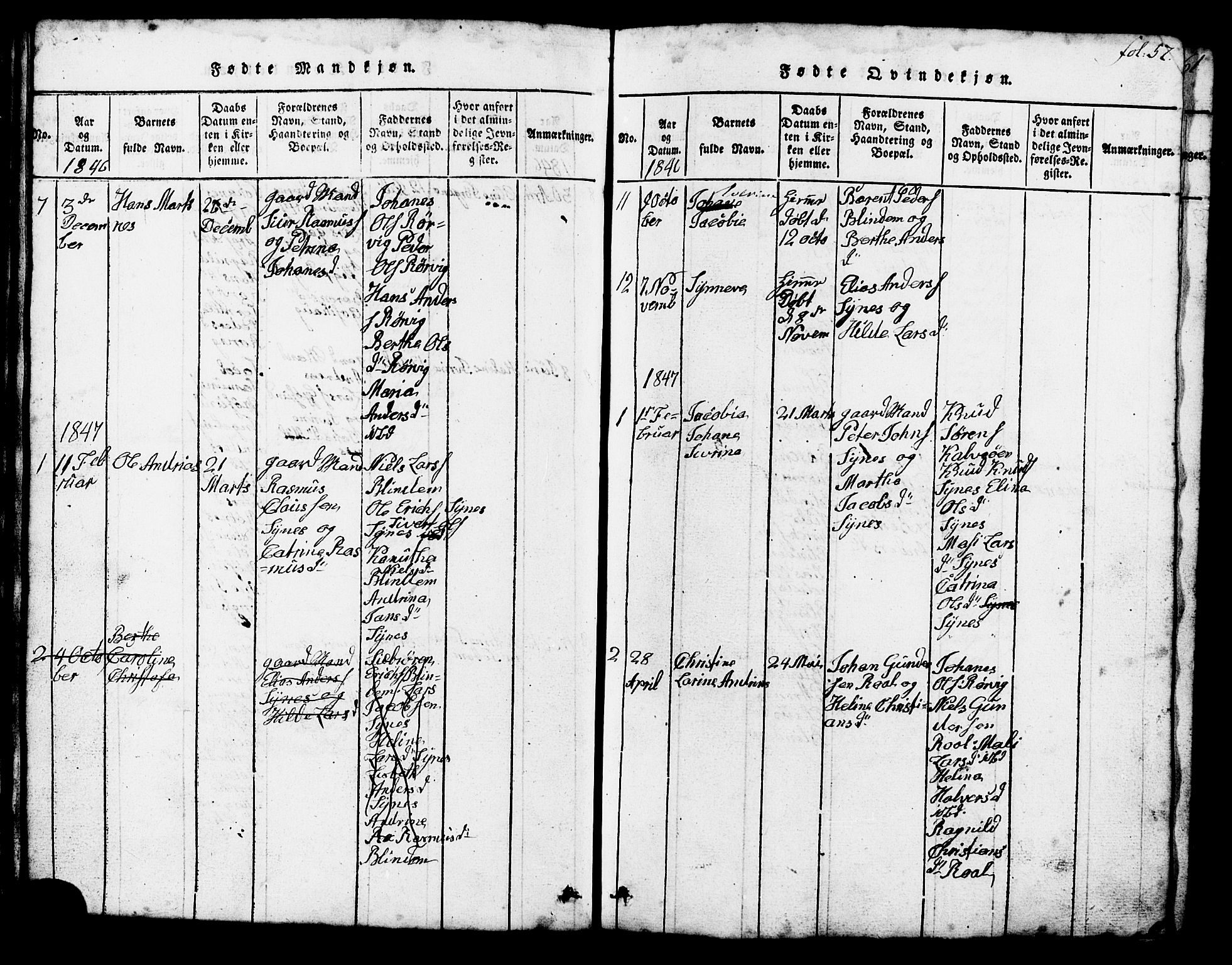 Ministerialprotokoller, klokkerbøker og fødselsregistre - Møre og Romsdal, SAT/A-1454/537/L0520: Parish register (copy) no. 537C01, 1819-1868, p. 57