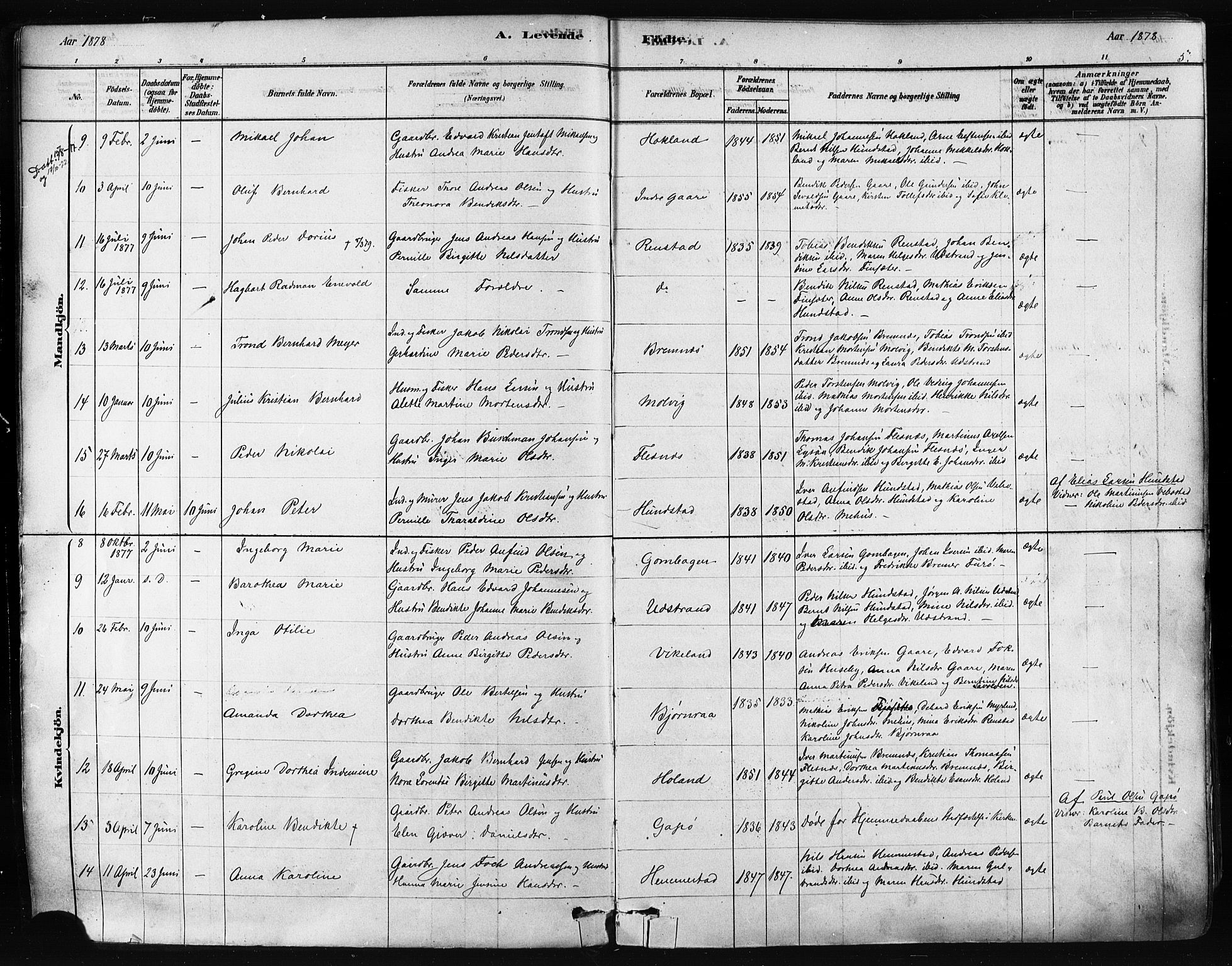 Kvæfjord sokneprestkontor, AV/SATØ-S-1323/G/Ga/Gaa/L0005kirke: Parish register (official) no. 5, 1878-1894, p. 5