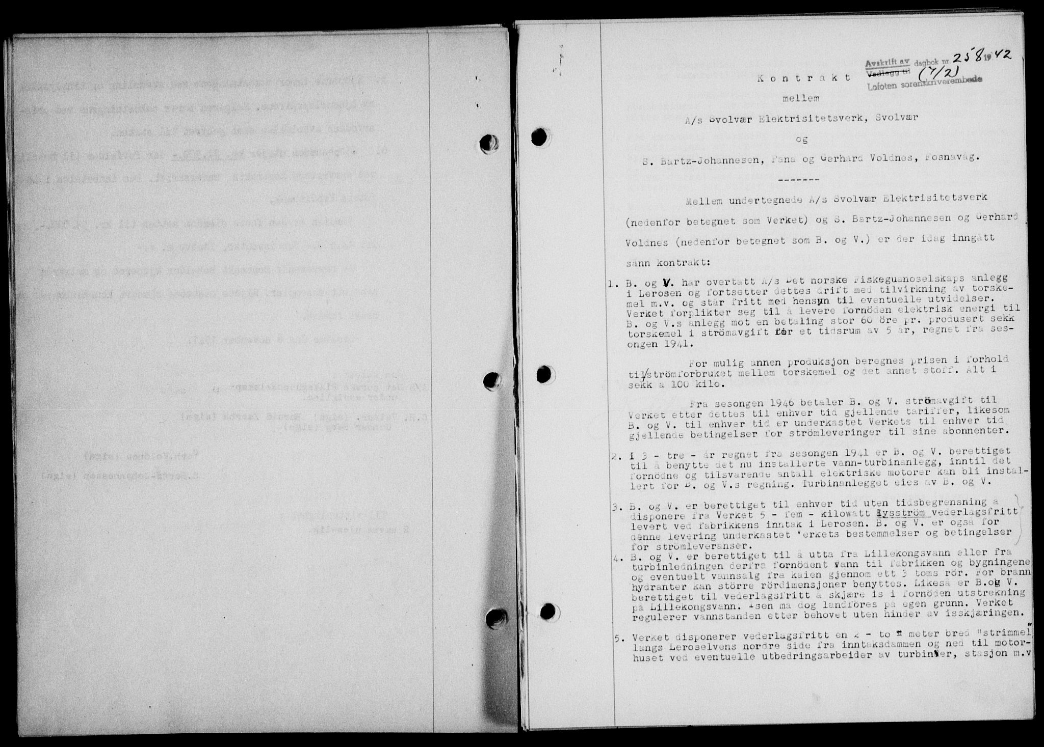 Lofoten sorenskriveri, SAT/A-0017/1/2/2C/L0009a: Mortgage book no. 9a, 1941-1942, Diary no: : 258/1942