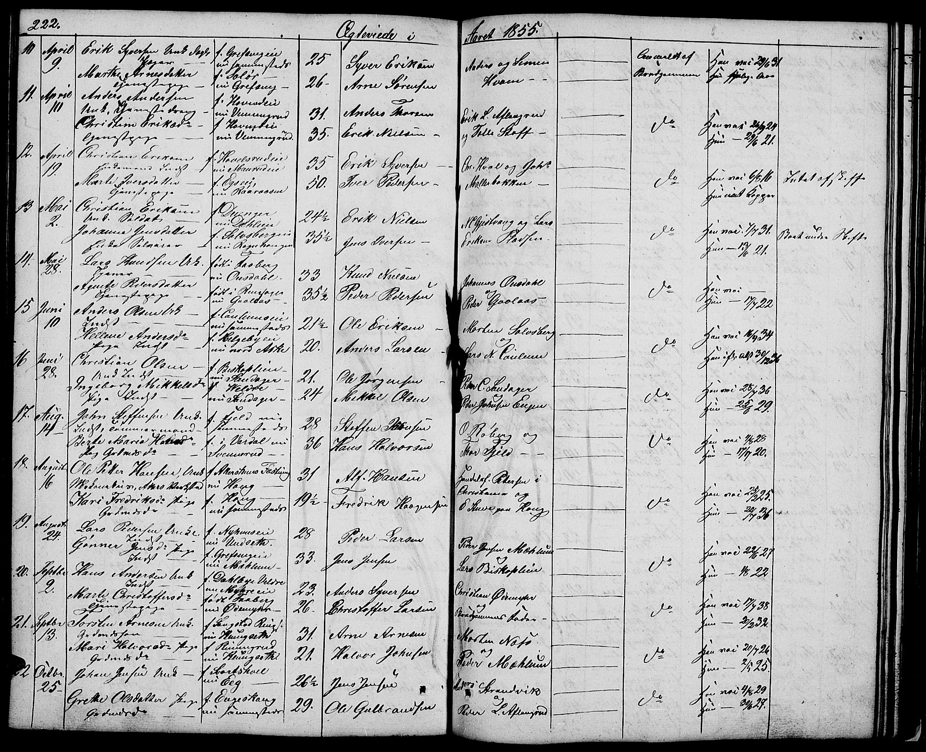 Nes prestekontor, Hedmark, AV/SAH-PREST-020/L/La/L0004: Parish register (copy) no. 4, 1832-1861, p. 222