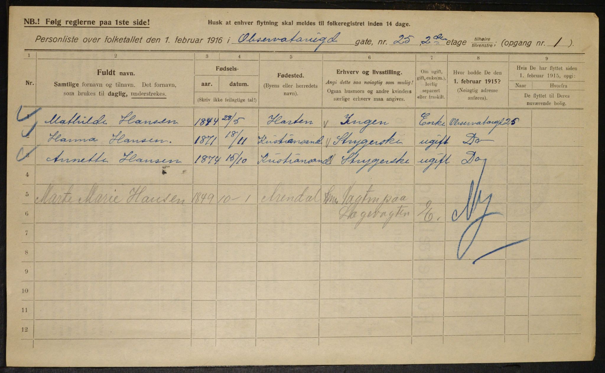 OBA, Municipal Census 1916 for Kristiania, 1916, p. 76148