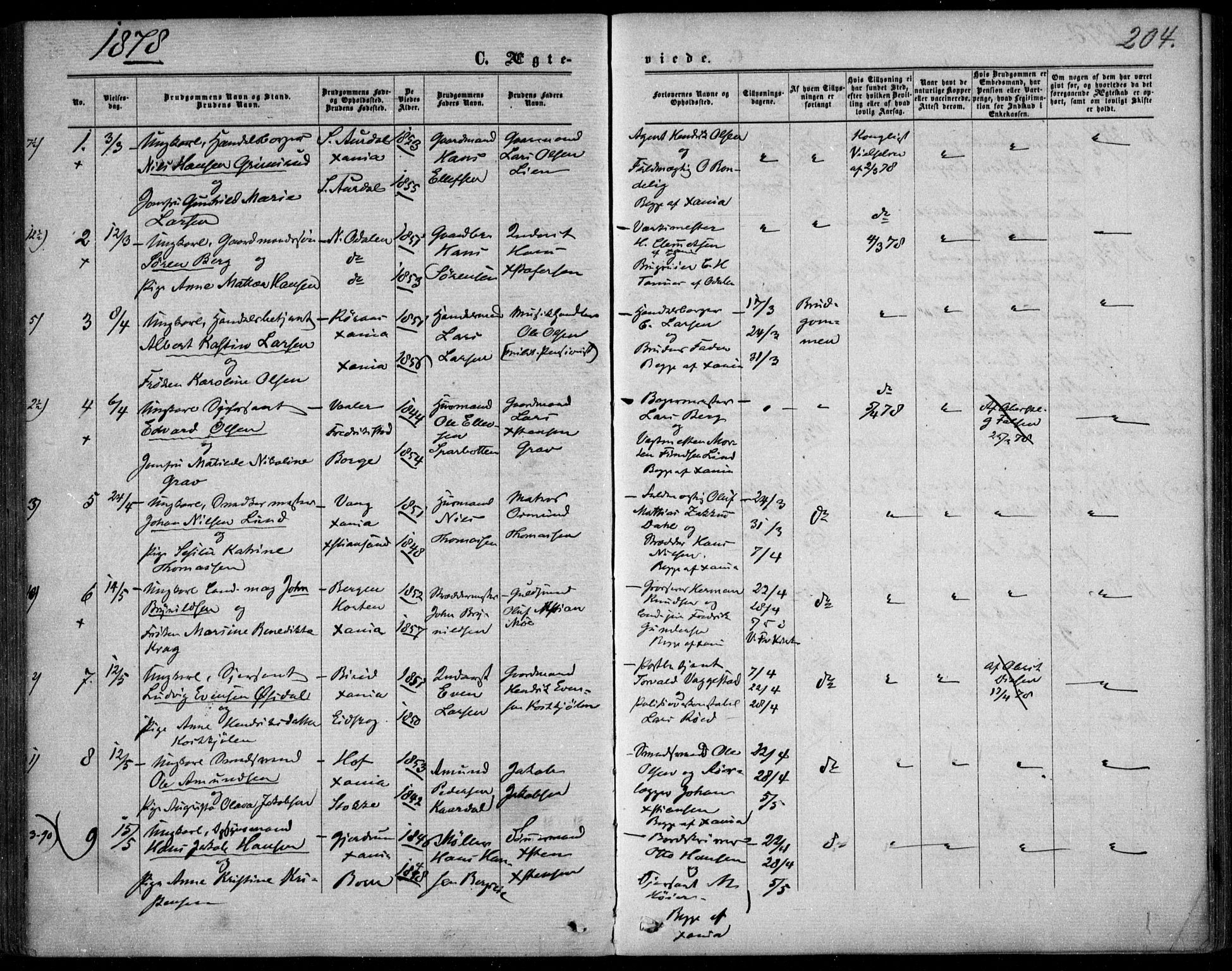 Garnisonsmenigheten Kirkebøker, SAO/A-10846/F/Fa/L0011: Parish register (official) no. 11, 1870-1880, p. 204
