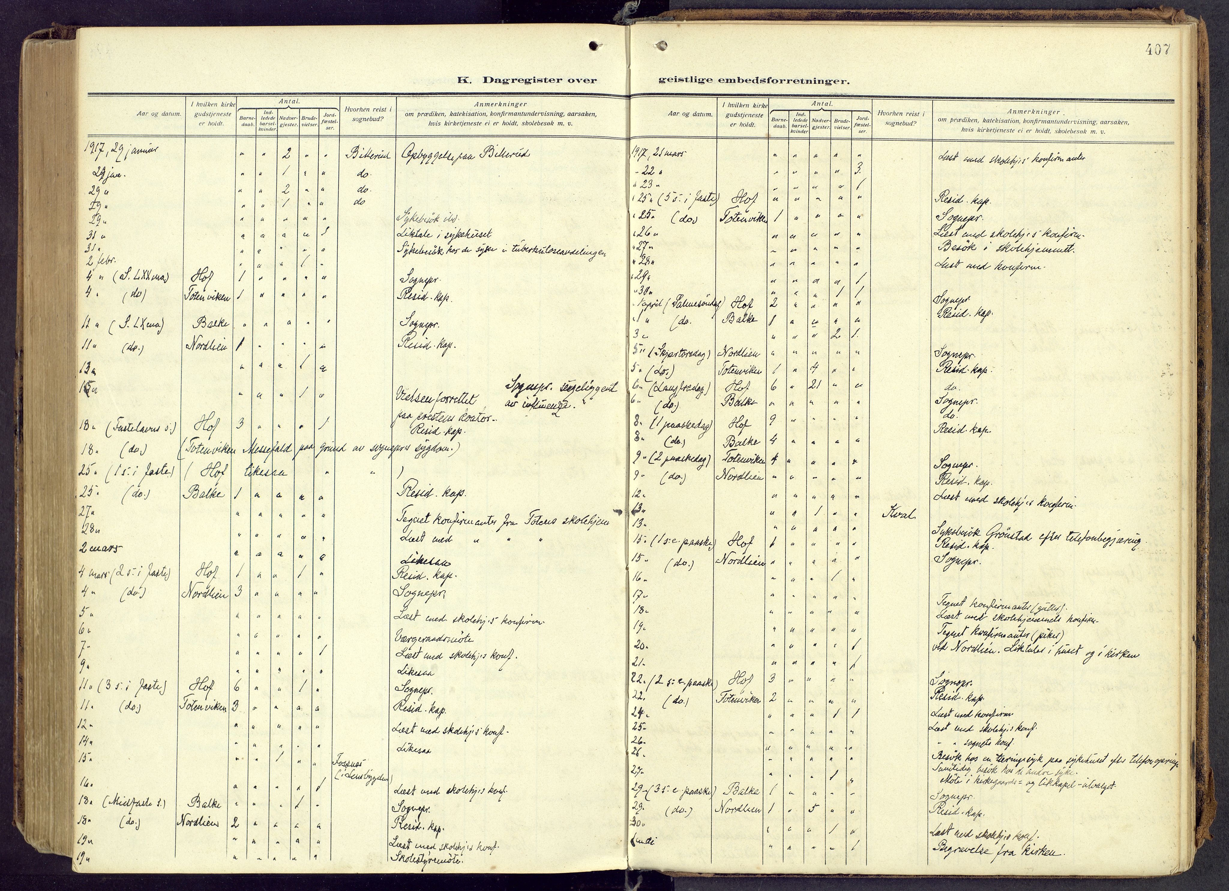 Østre Toten prestekontor, AV/SAH-PREST-104/H/Ha/Haa/L0010: Parish register (official) no. 10, 1910-1920, p. 407