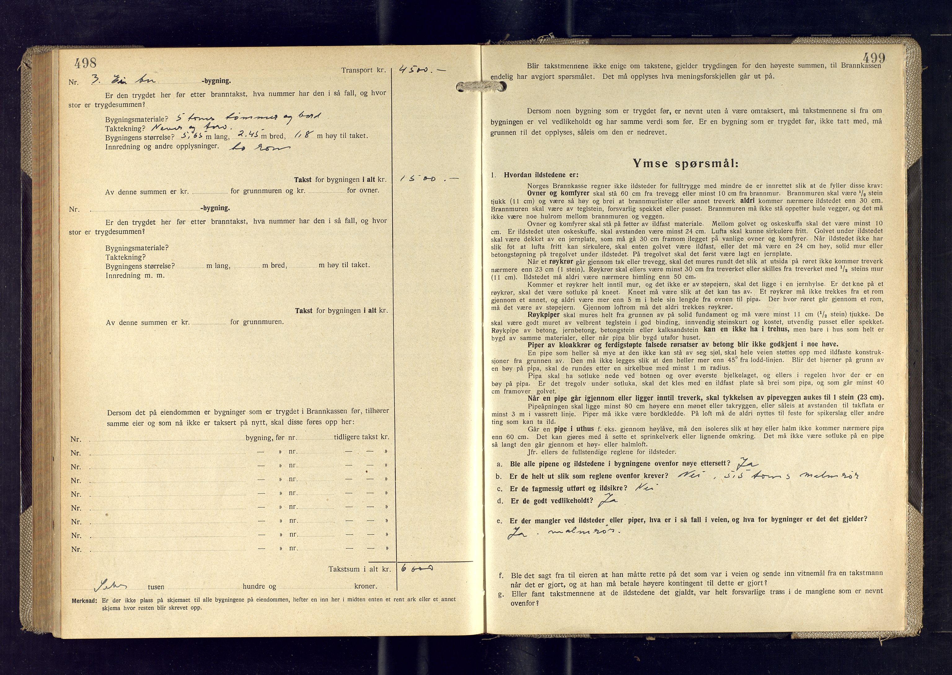 Lyngen lensmannskontor, AV/SATØ-SATO-99/F/Fm/Fmb/L0135: Branntakstprotokoller, 1944-1947, p. 498-499