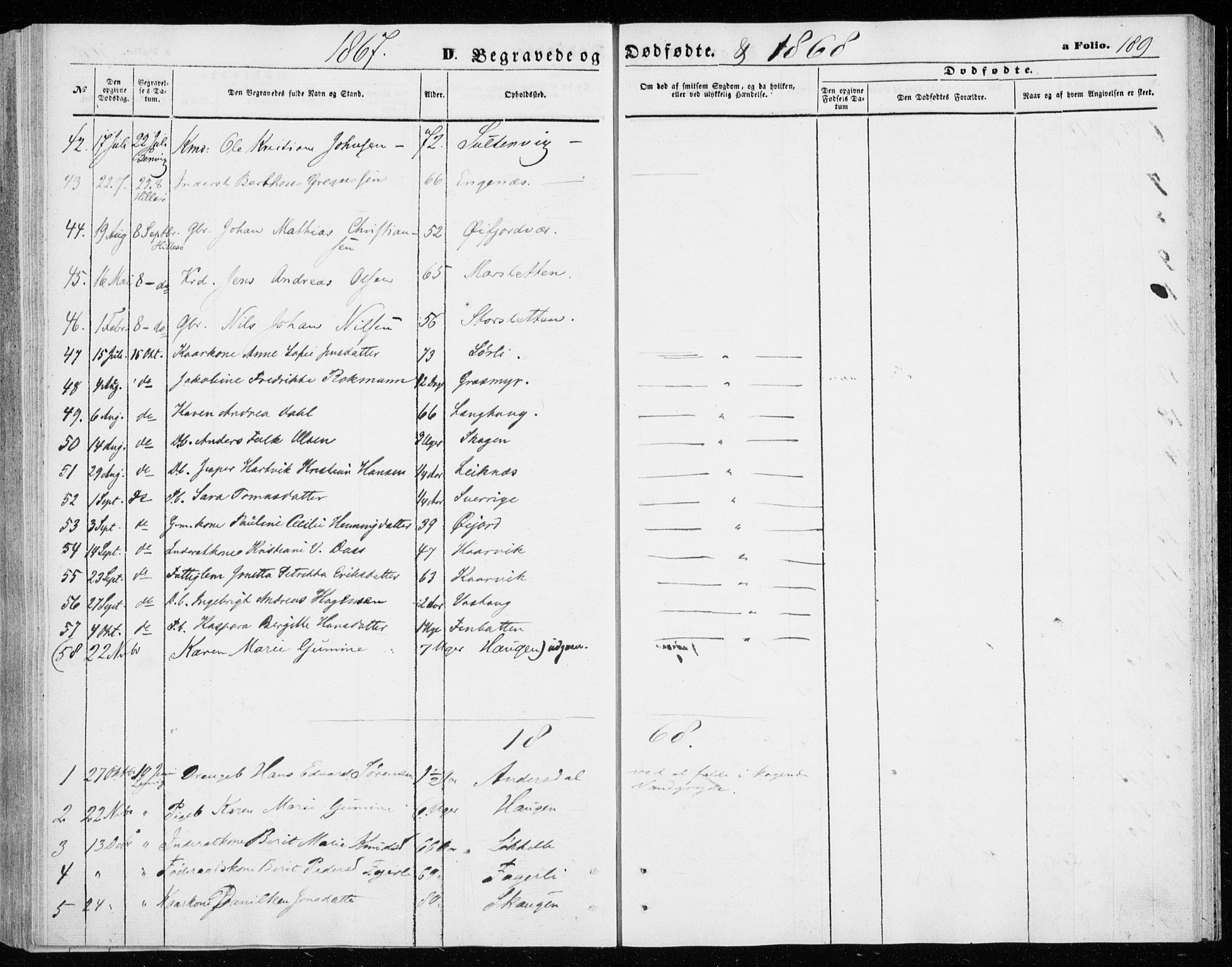 Lenvik sokneprestembete, SATØ/S-1310/H/Ha/Haa/L0009kirke: Parish register (official) no. 9, 1866-1873, p. 189