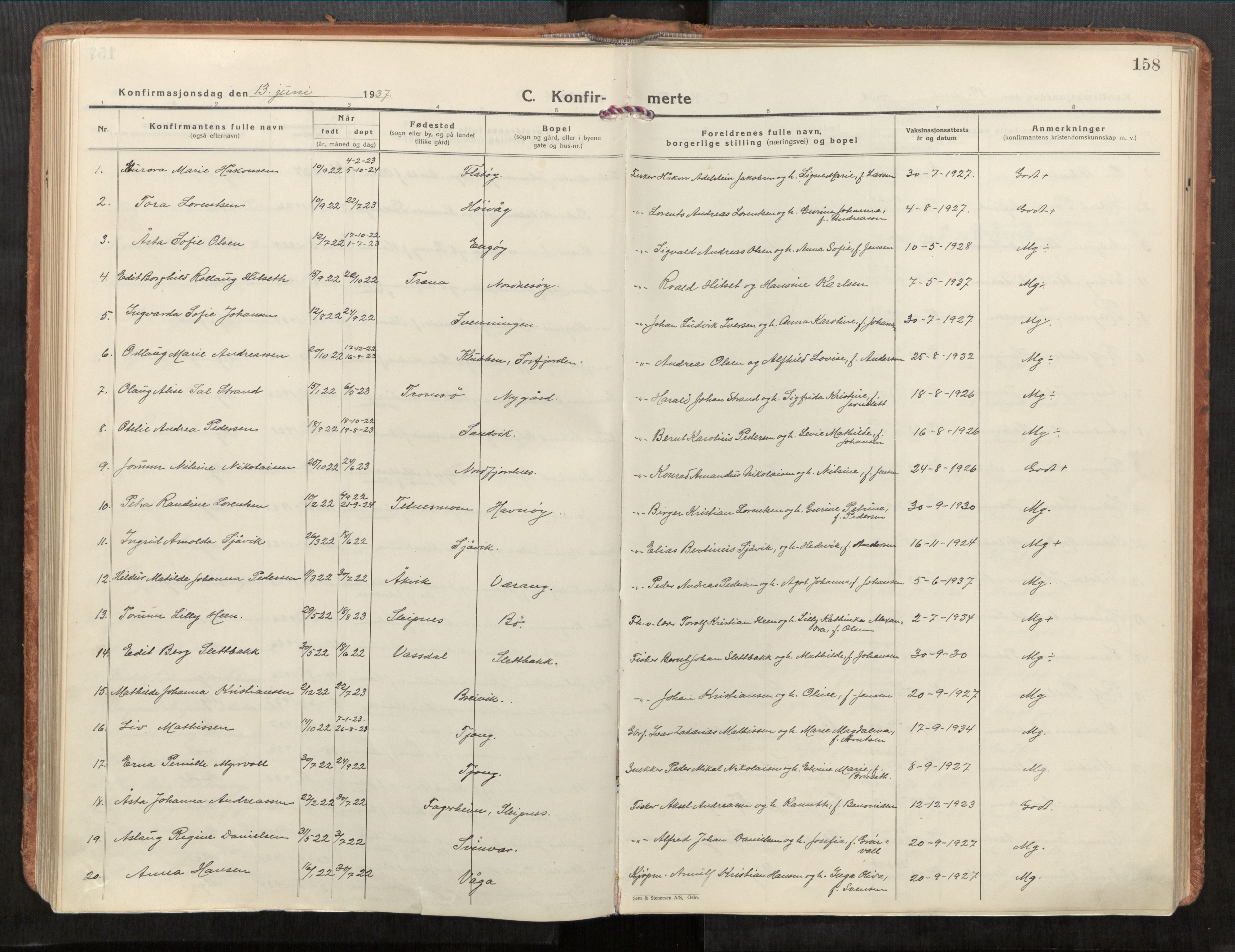 Rødøy sokneprestkontor, AV/SAT-A-4397/2/H/Ha/Haa/L0001: Parish register (official) no. 1, 1926-1941, p. 158